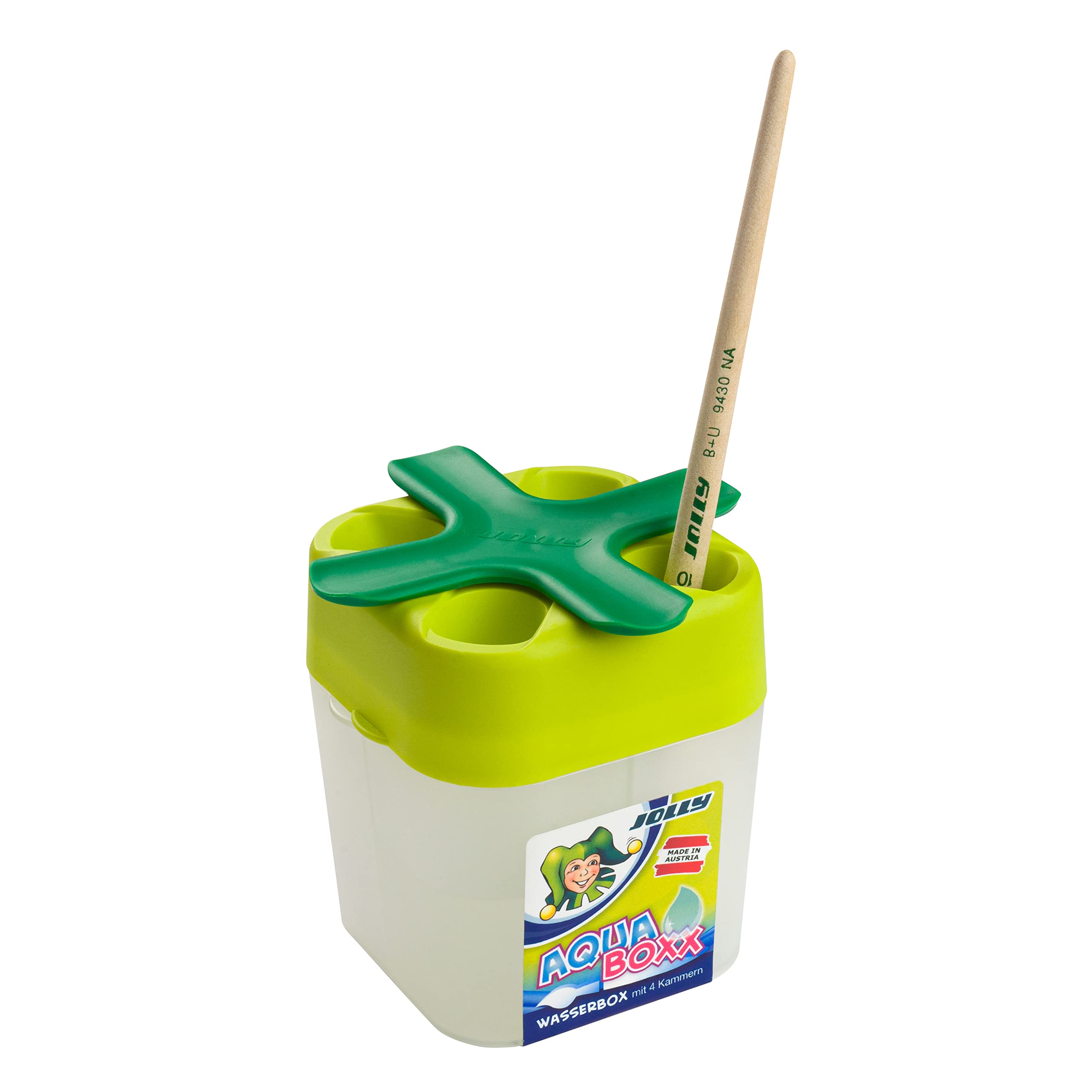 JOLLY Aqua Boxx - Boîte à Eau 4 Compartiments Pour Peinture, Fermeture Pivotante Et Support Pinceaux