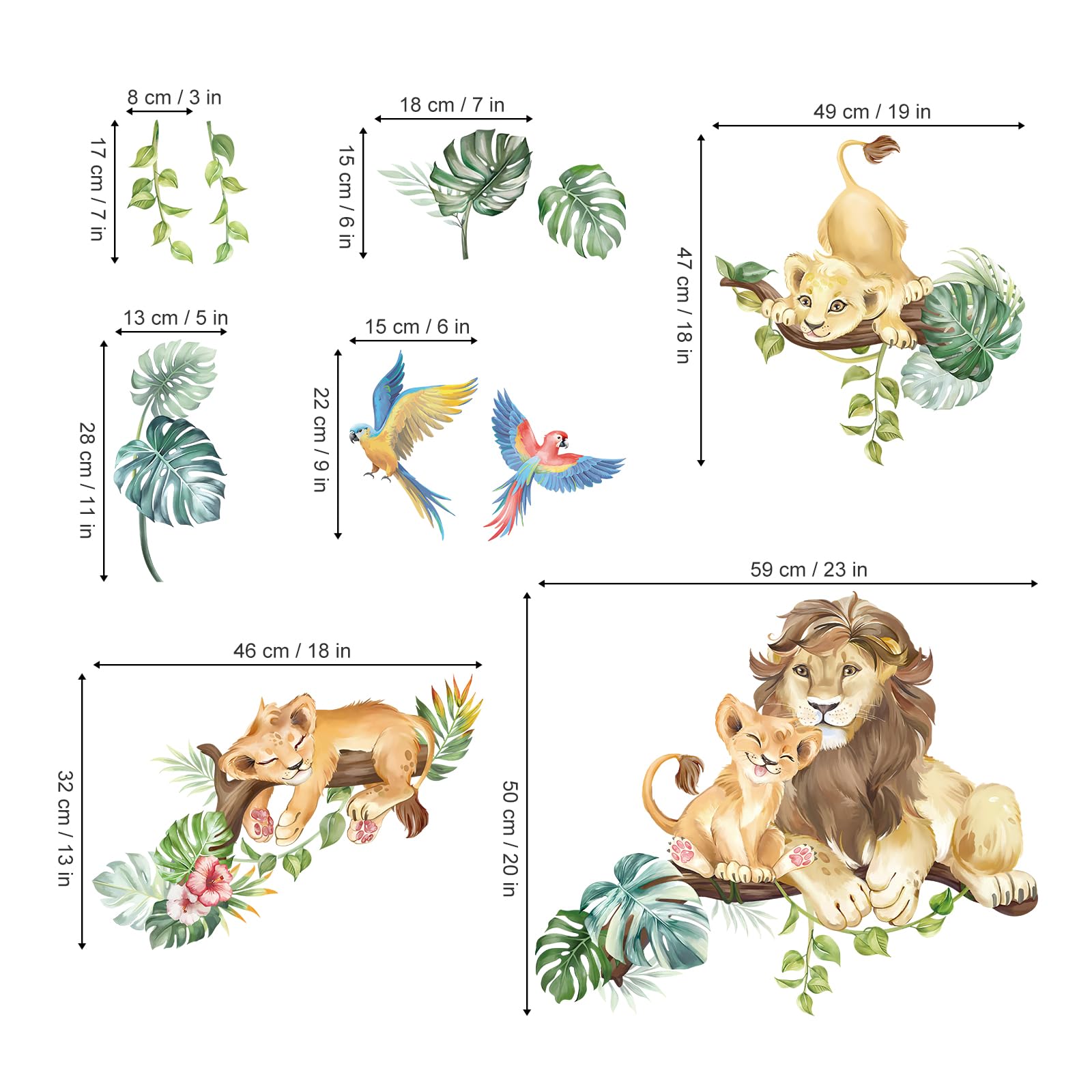 Adesivi Murali Animali Della Giungla - Giraffa, Elefante, Leone, Zebra, Per Camerette Bambini - Foto 8