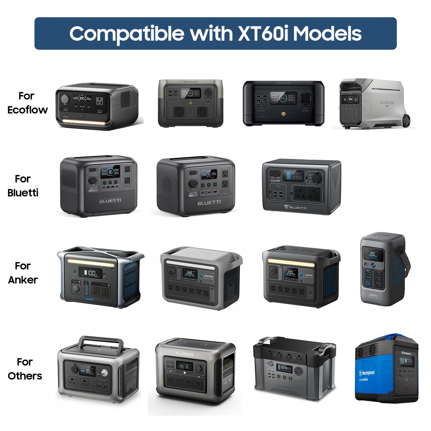 Cavo di prolunga da solare a XT60i XT60 per Anker SOLIX F2000 C1000 C300 generatore BLUETTI AC2A AC70 AC50B Elite 200 100 V2 EcoFlow Delta/River 2 alimentatore portatile Power Station 5 m cavo di