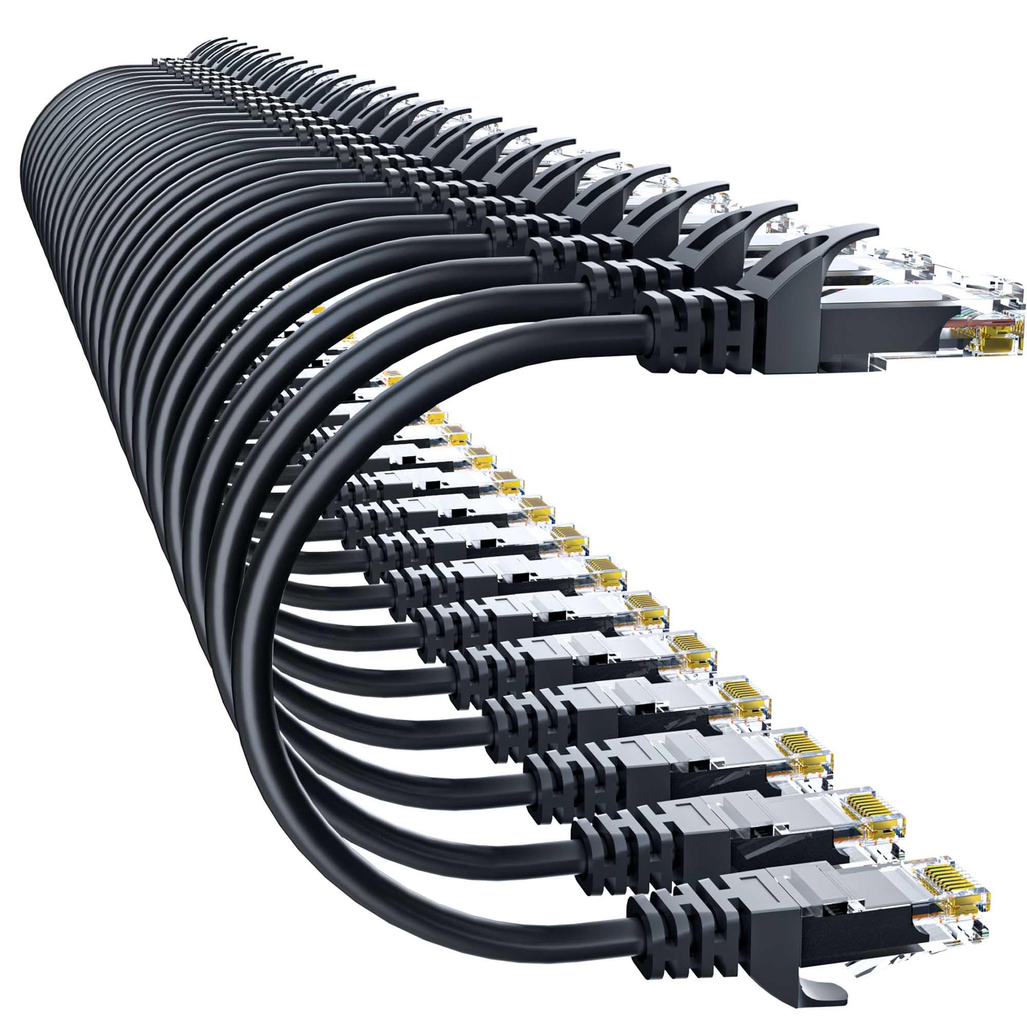 Cat 6 Ethernet Cable 5FT (24Pack), Cat6 Ethernet Patch Cable 10Gbps, High-Speed UTP Cat6 Network Cable Pure Copper, Cat 6 Cable for Home and Office