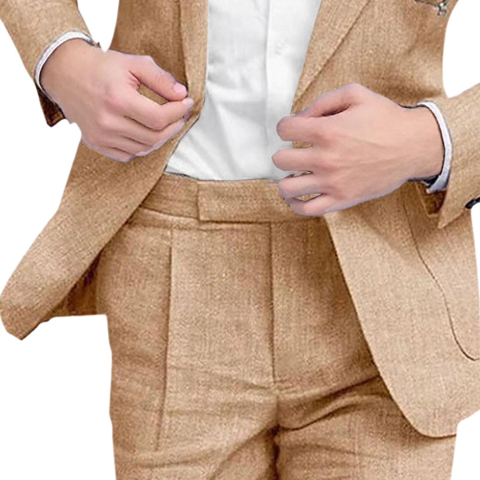 Traje de Novio de Lino Ajustado para Hombre, para Boda, Formal, 2 Piezas