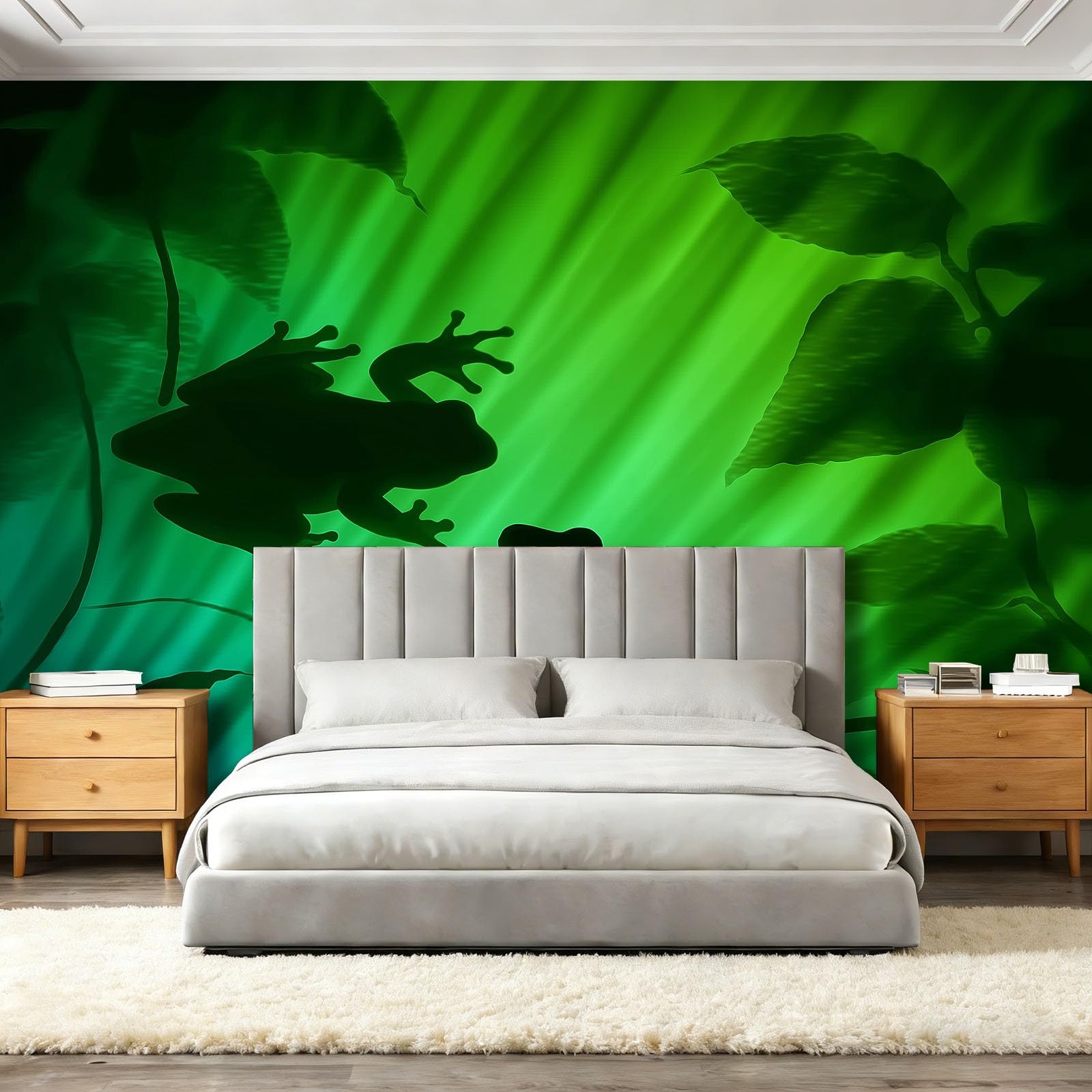 Fototapeta 350 x 256 cm okładzina ścienna dekoracja salonu Surrealistyczny projekt żaba do sypialni salonu tapeta z włókniny dekoracja ścienna zielony