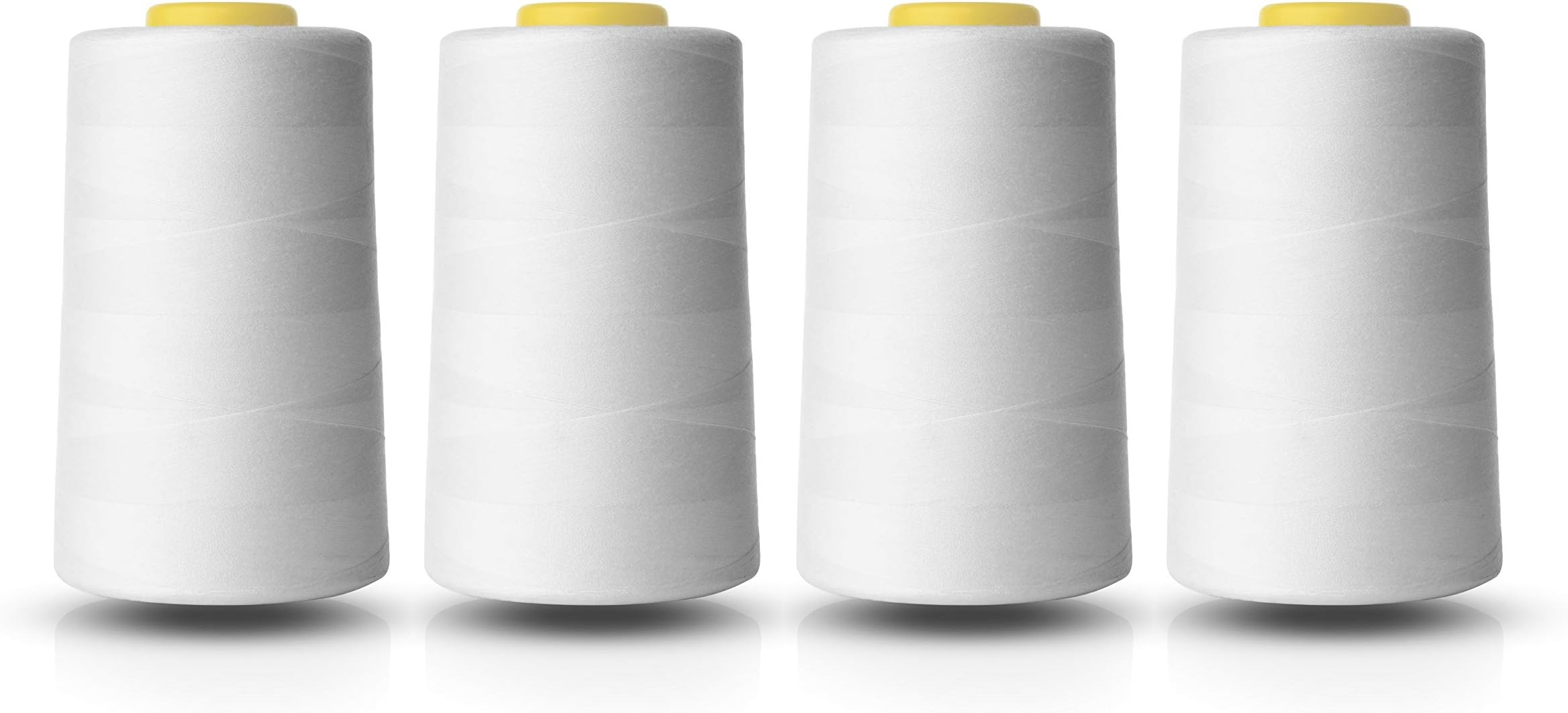 Realm Overlocking Sewing Machine Polyester Thread x Four 5000 Yards Cones White Black Natural Navy Red (White)