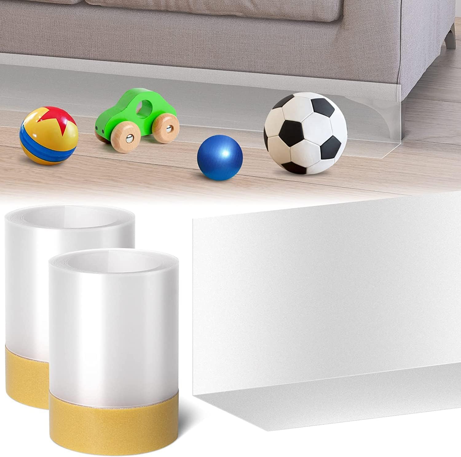 2Pcs 118" Cuttable Under Couch Bed Blocker,Toy Blockers for Pets,Stop