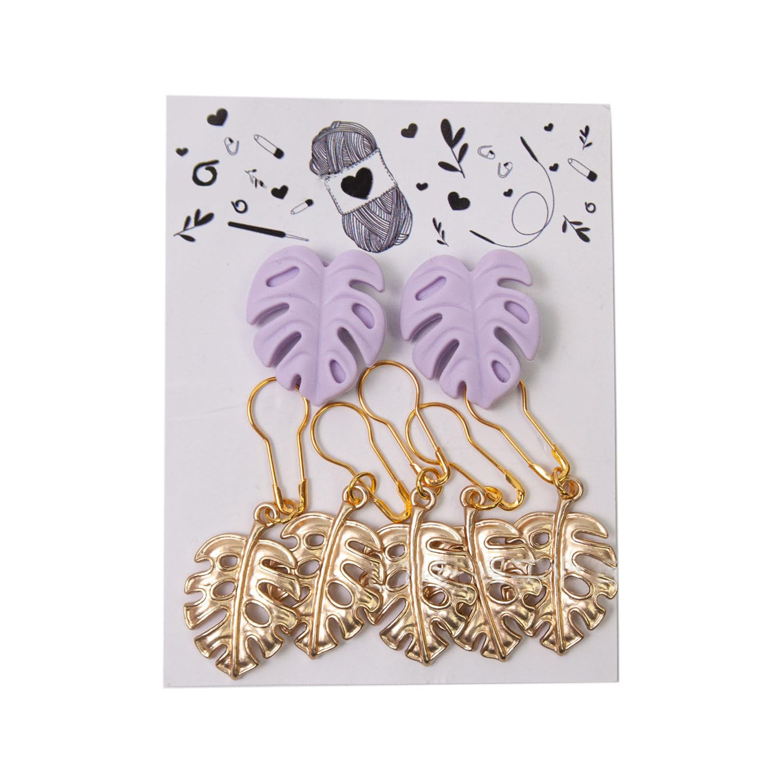 Buxuaaaa Green Monstera Stitching Marker Charm For Knitting, Weaving, Stitching Marker Locking Knitting Charm Needle Stoppers Sweater Needle