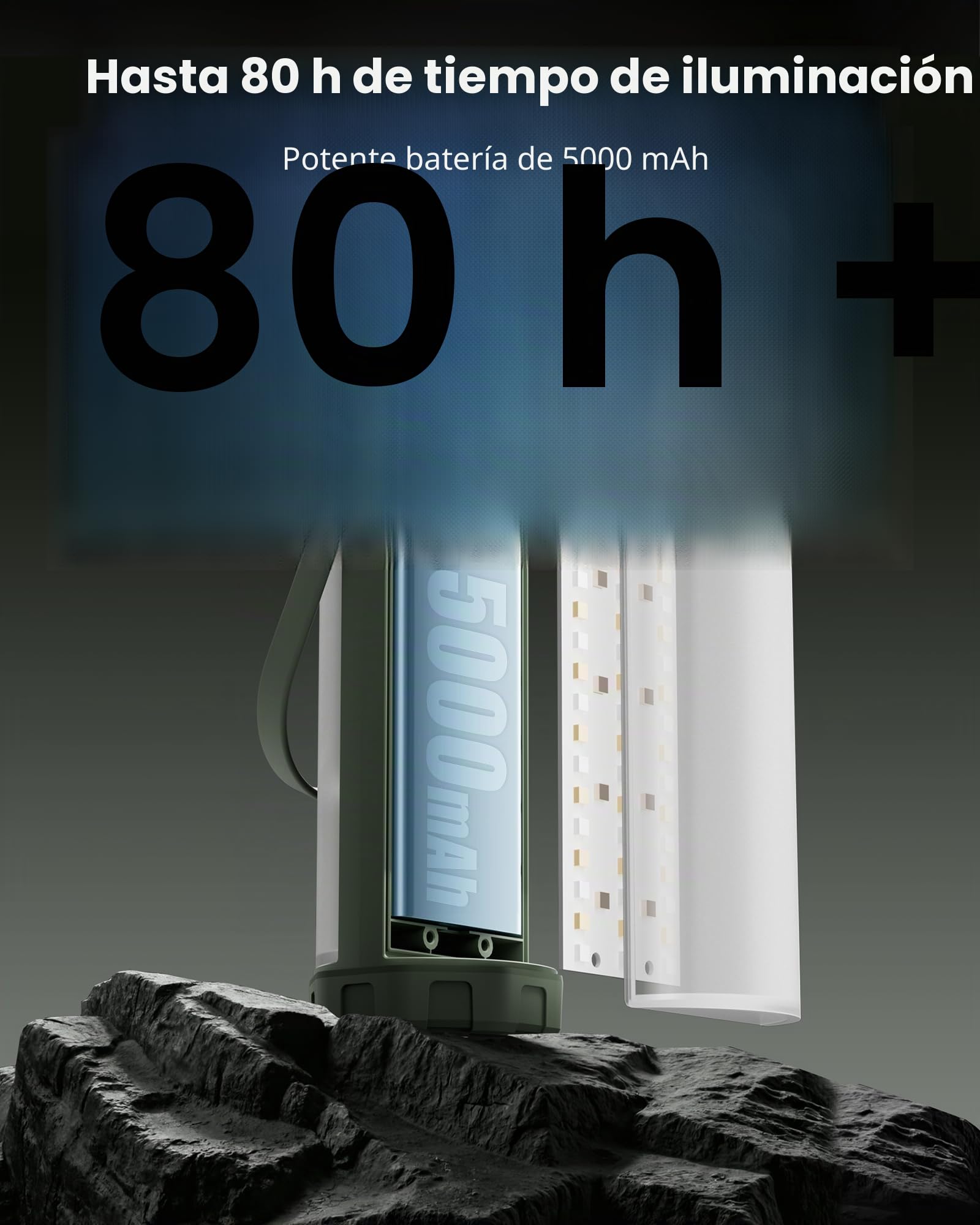 Glocusent Lámpara Camping LED 1200LM 5000mAh 120h IP68 Impermeable Recargable