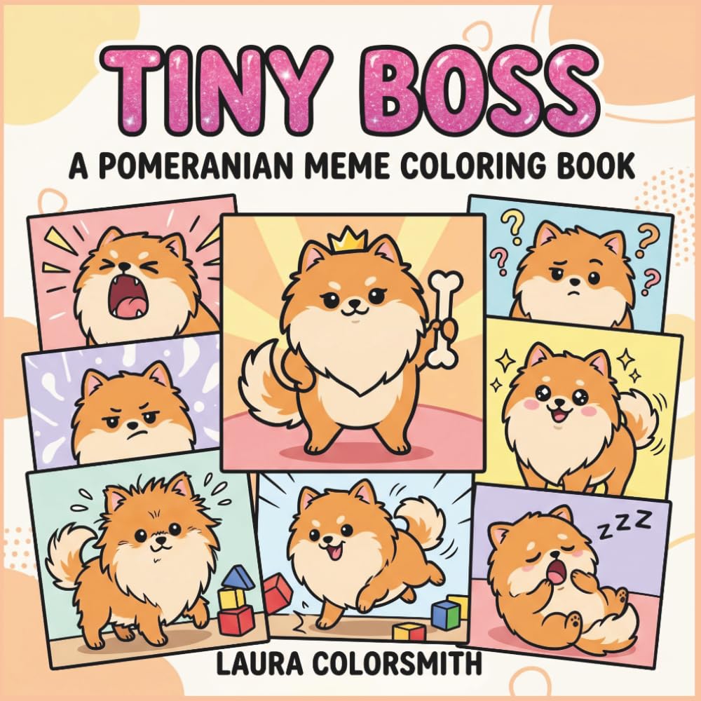 Tiny Boss - A Pomeranian Meme Coloring Book: Cute & Sassy Pomeranian Memes – Bold and Adorable Coloring Pages for Relaxation