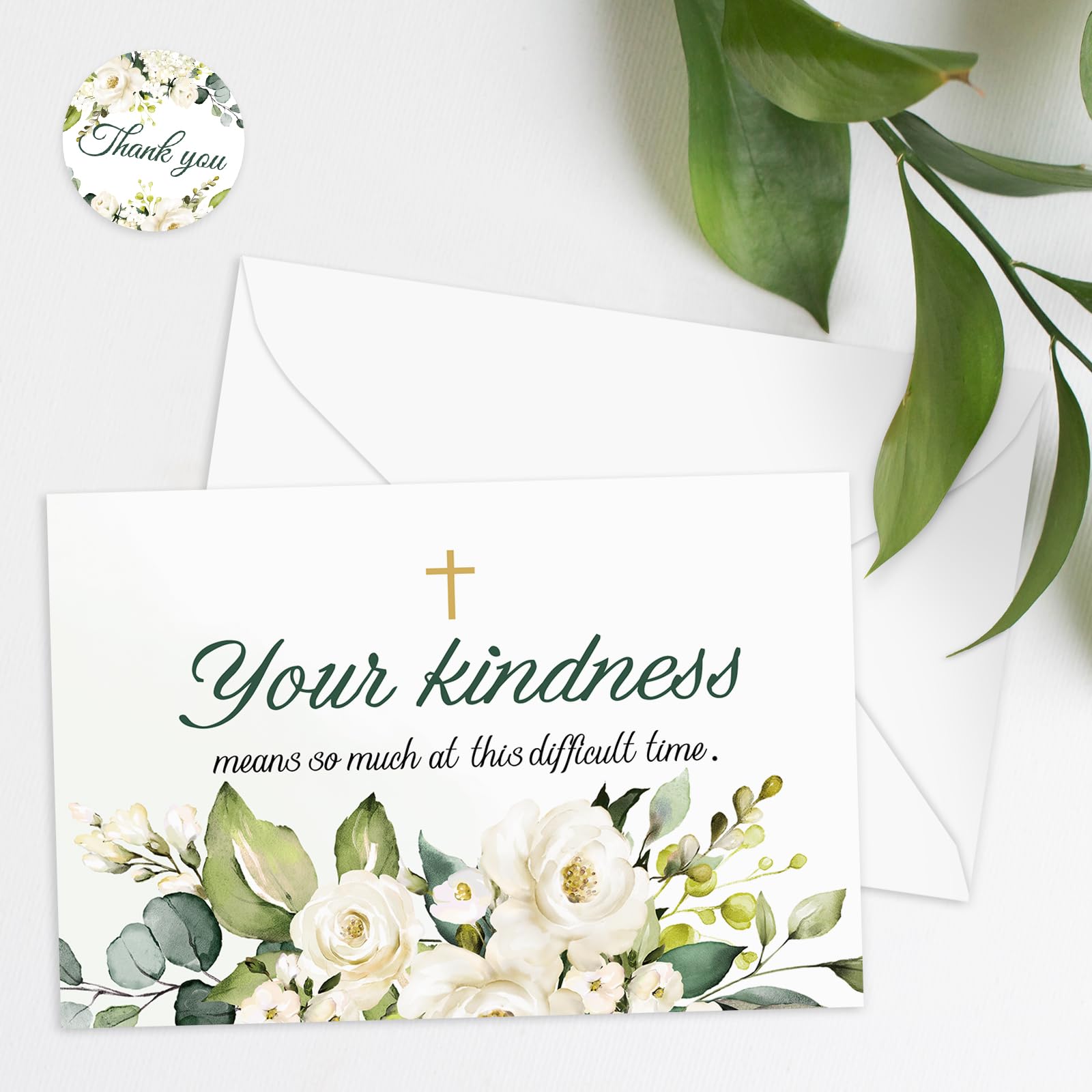 JarThenaAMCS Lot de 100 cartes de remerciement funéraires à l'aquarelle avec enveloppe autocollante pour deuil - Pour service commémoratif - Célébration de la vie