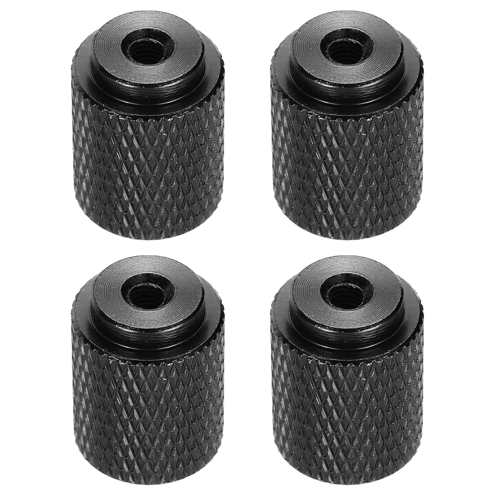 sourcing map 4pcs Knurled Thumb Nut, M3 12mm OD 16mm Height 6061 Anodized Aluminium Alloy Hand Screw Nut, Metal Chassis Screw for Machinery, DIY Assembly, Electronics, Bright Black