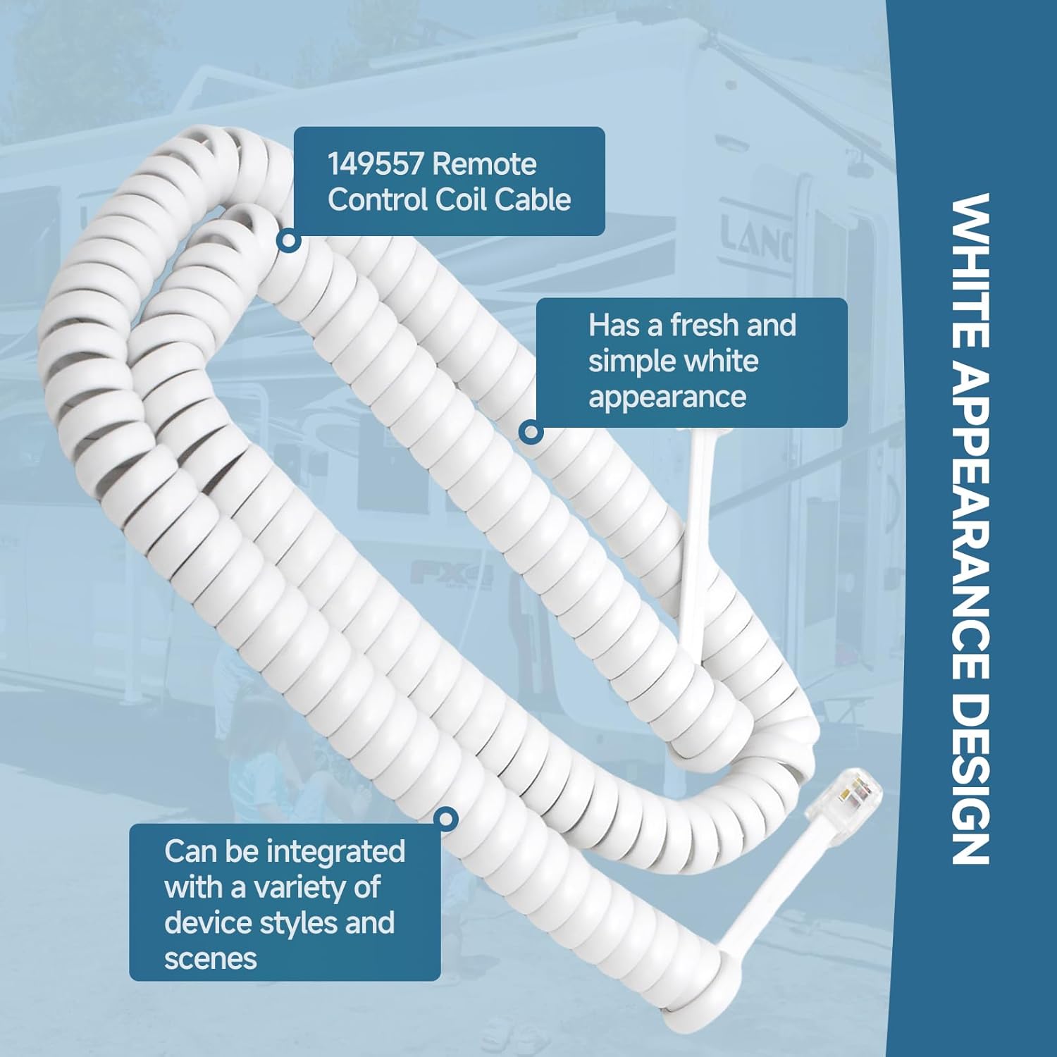 149557 Remote Control Coiled Cable, Compatible with Lippert HappiJac RV Jacks, Trailer and Camper Jack Remote Control Cable Replacement Parts