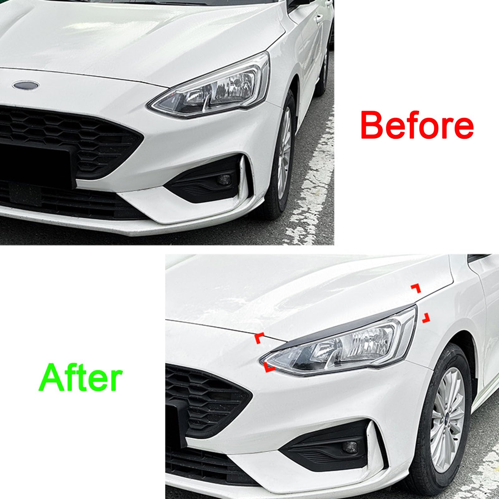 ALKOY 2PCS Anteriore Faro Sopracciglio Palpebra Adesivi, Compatibile per Ford Focus MK4 2019-2021 2022, Auto Copertura Decorativa Adesivi per Decorazione,Gloss Black
