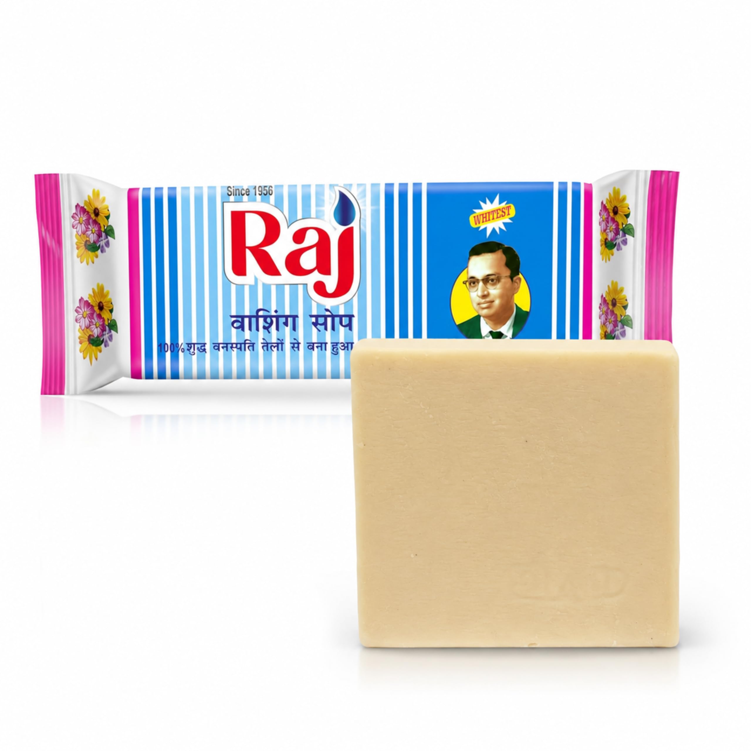RAJ Washing Soap | Trusted Since 1956 | Long-Lasting & Affordable | Natural Coconut-Based Cleaner | Works in Hard Water | Skin & Fabric Safe | 1 kg