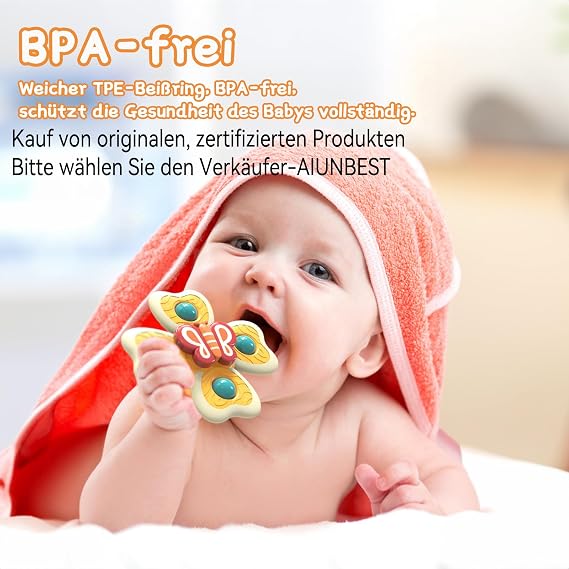 Suction Cup Toy Baby Pack of 4 BPA-Free Silicone Spinner Baby from 3 Months