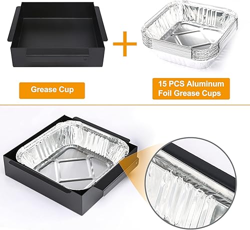 Miniatura 2 de Hisencn Bandeja de goteo para parrilla Chargriller 5050 5650, bandeja de recogida de grasa de acero porcelánico de repuesto con 15 bandejas de goteo