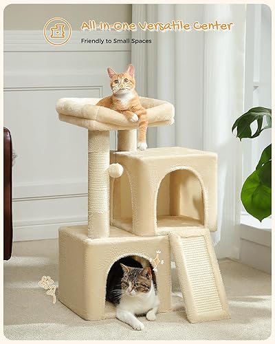 Miniatura 4 de PAWZ Road Árbol para gatos, torre para gatos de 30 pulgadas con condominios dobles para gatos de interior, casa para gatos todo en uno con perca