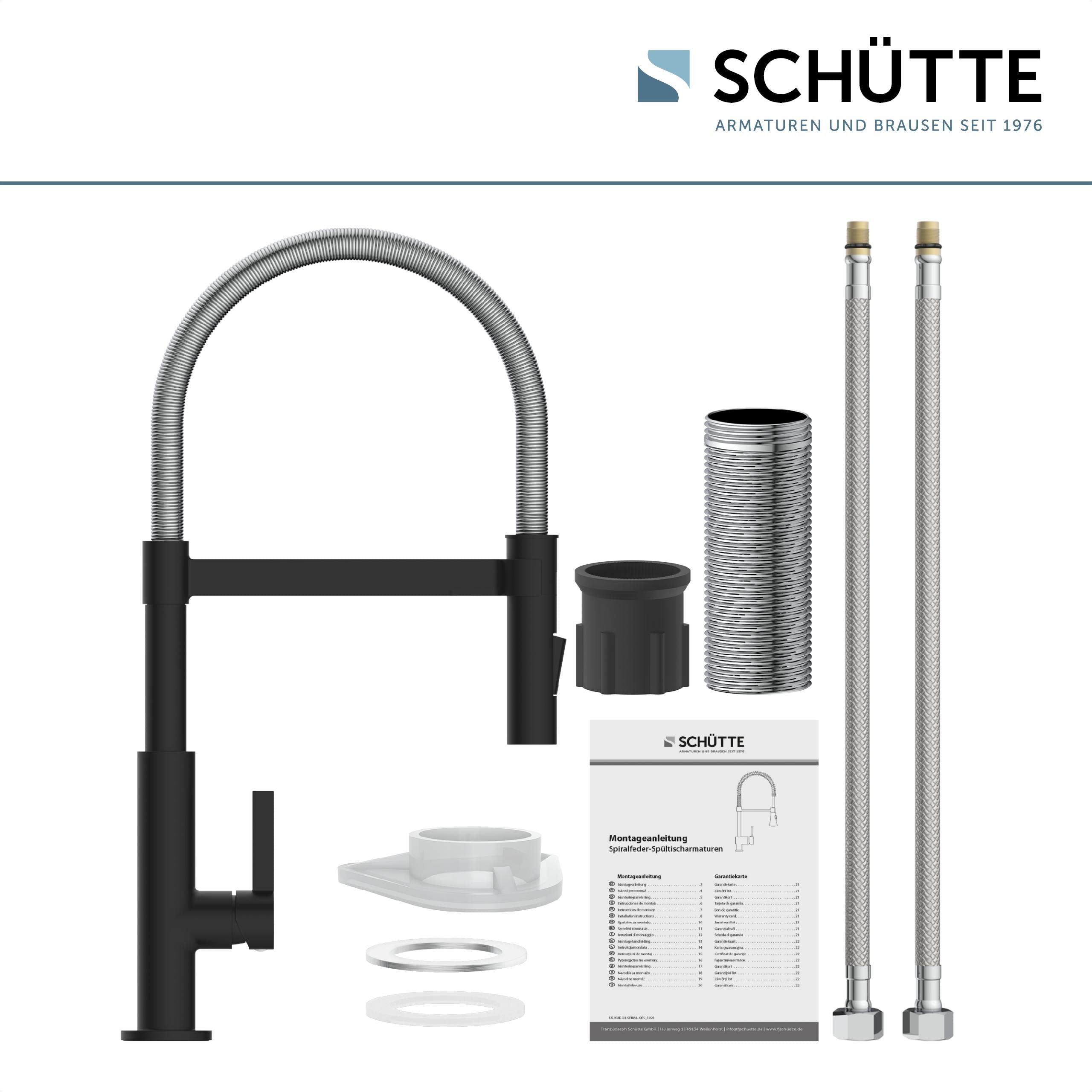 Schütte 79146 Miami Armatura Kuchenna 360°, Bateria Jednouchwytowa z Wysuwaną, Magnetyczną Słuchawką do Naczyń, Bateria Mieszakowa do Zlewozmywaka, Kran Kuchenny, Kolor Czarny