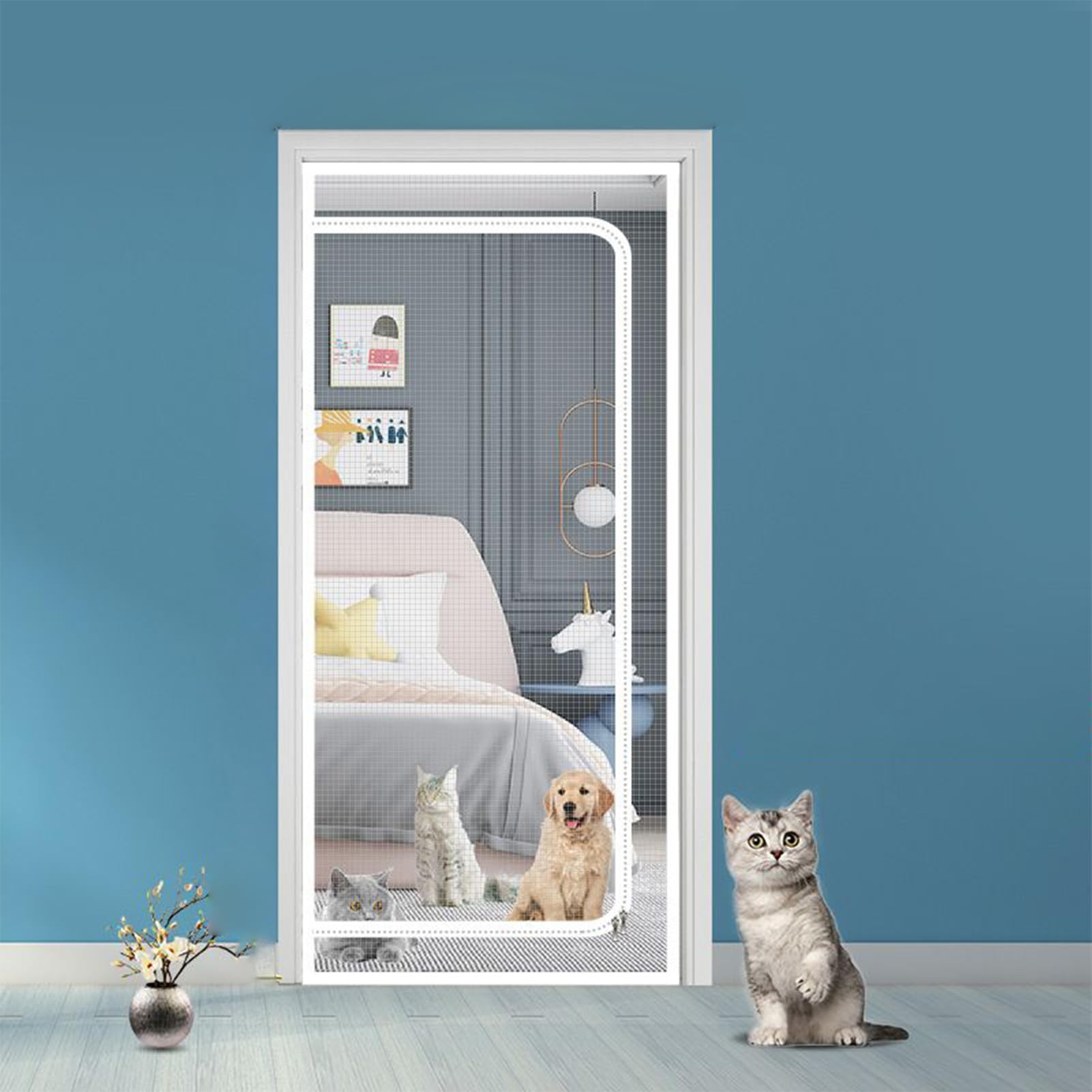 70 x 200 cm PC-Katzenschutz-Türbarriere für den Innenbereich, Anti-Kratz-Mesh-Türen, verdicktes Innennetz mit Reißverschluss, mit Zubehör-Set, Haustierzubehör für Wohnzimmer, Küche, Schlafzimmer