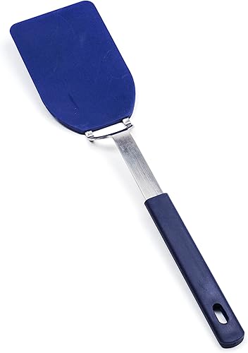 Miniatura 2 de RSVP International Kitchen Tool Collection - Espátula flexible de nailon, mango de acero inoxidable, 12 x 2.75 pulgadas, color azul