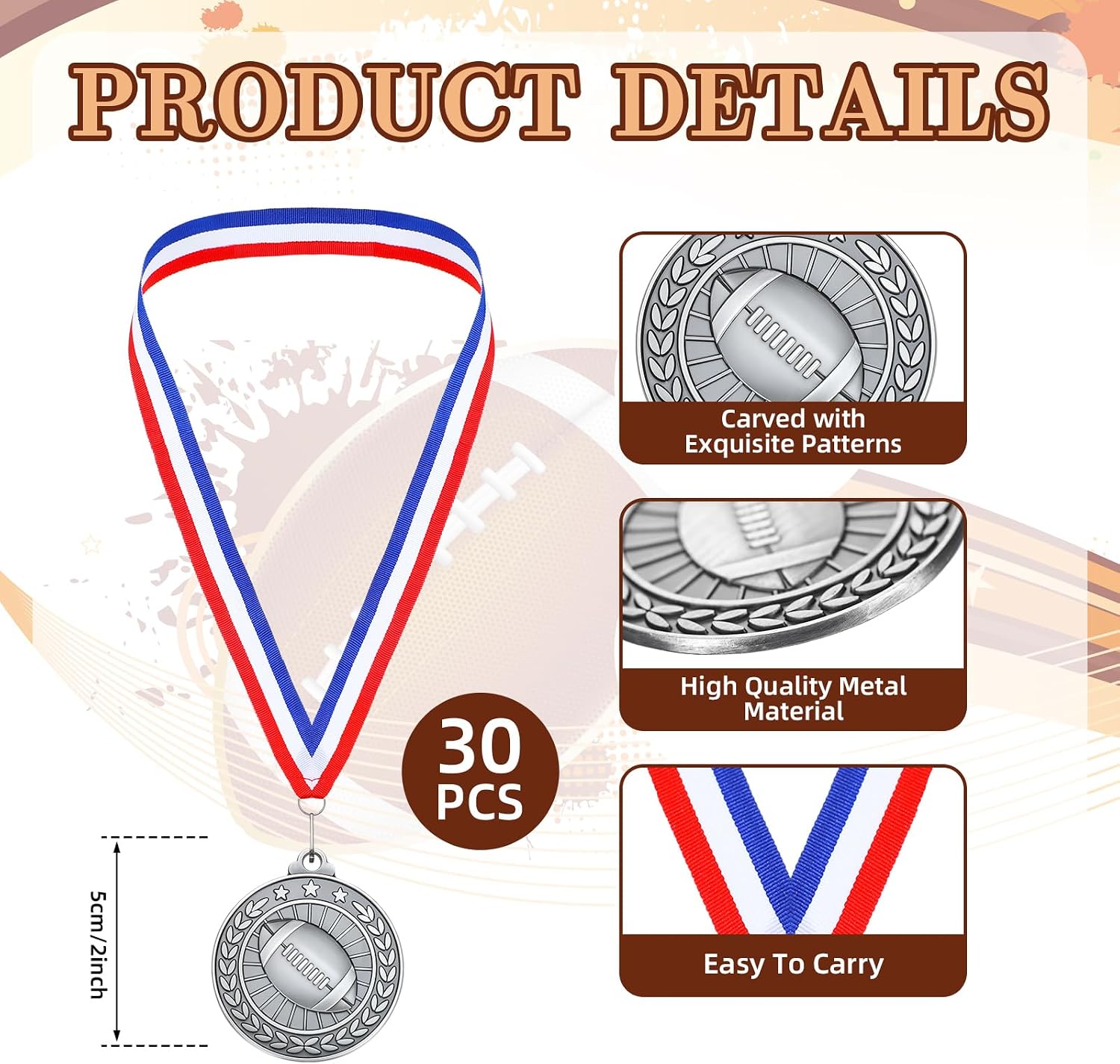 Remuuly 30 Pcs Silver Medals Bulk 2'' Basketball Soccer Volleyball Hockey Medals for Awards Metal Trophy with Neck Ribbons for Sports Participation Winner Tournaments Gift