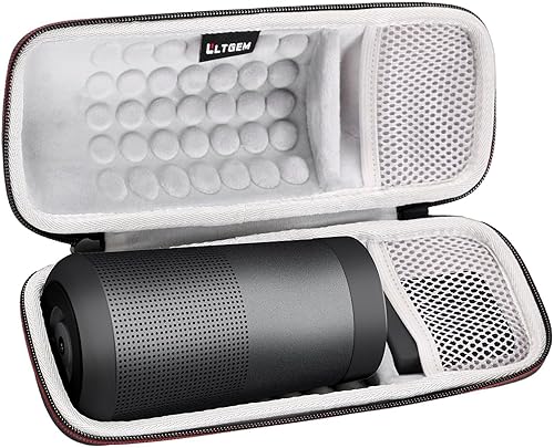 LTGEM - Carcasa rígida de EVA para altavoz Bluetooth Bose SoundLink Revolve or Revolve (Serie II) con bolsillo de malla, color negro