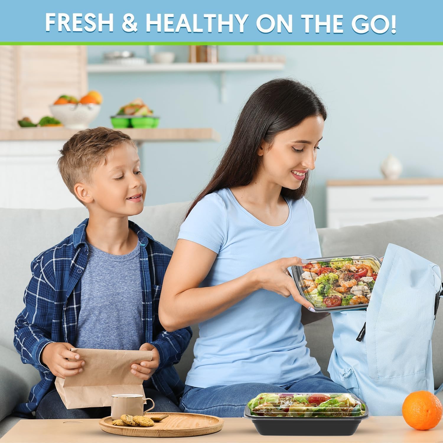 X PACK 32oz Black Meal Prep Containers (150)-Heavy Duty Food Storage Containers w/Lids Plastic Bento Box Reusable BPA Free Lunch Boxes Disposable, Microwave Dishwasher Freezer Safe