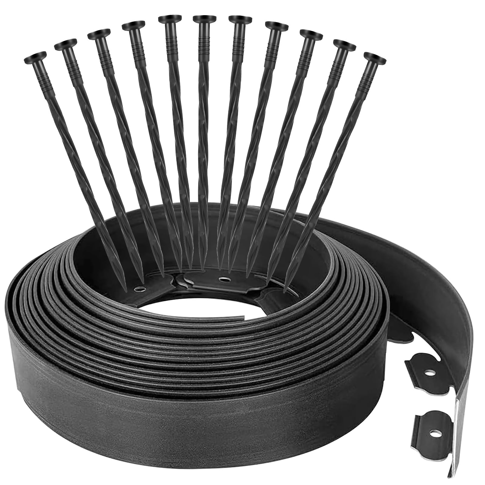12-Meters No-Dig Garden Edging Border with 40 Pcs Ground Stakes Landscape Edging Border Paver Edging Kit for Lawn, Yard, Flower Beds(5cm/2inch Tall)