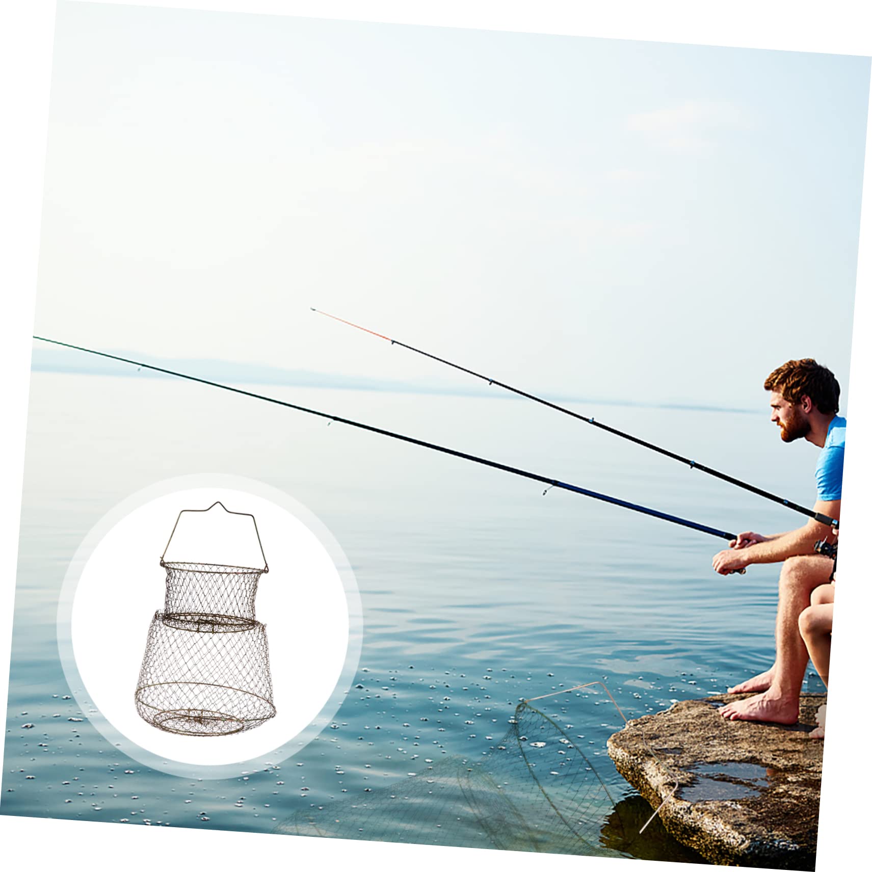 BESTonZON Fishing Trap Net Durable Mesh Cage for Fisherman Easy to Use Fishing Tool Compact Design for Convenient Carrying for Catching Fish and Shrimp