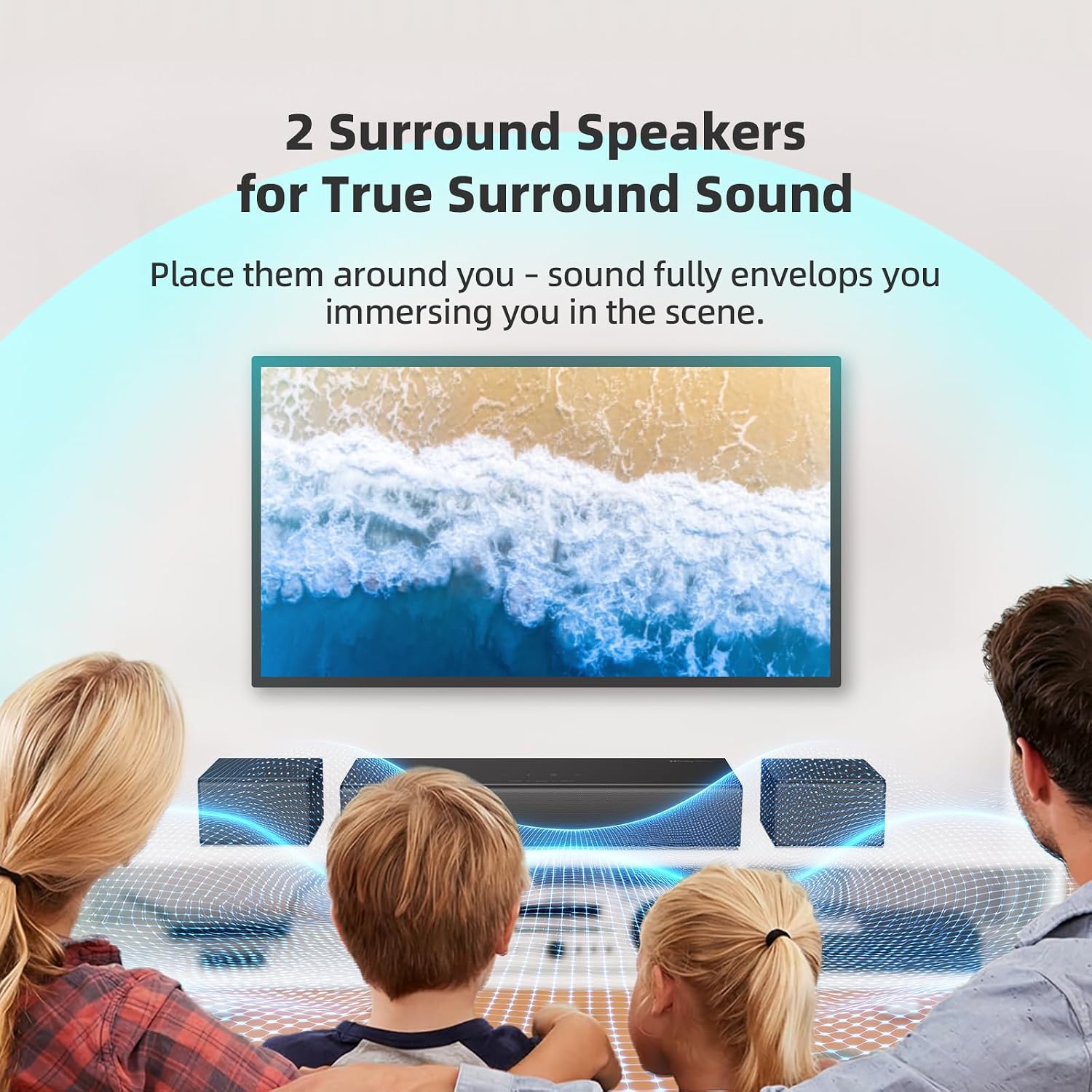 5.1 ch Sound Bar for Smart TV, 320W Soundbar with Wireless Subwoofer & Surround Speakers, Bluetooth 5.3, Clear Dialogue, HDMI-ARC, Easy Setup for Home Theater, Movies, Gaming