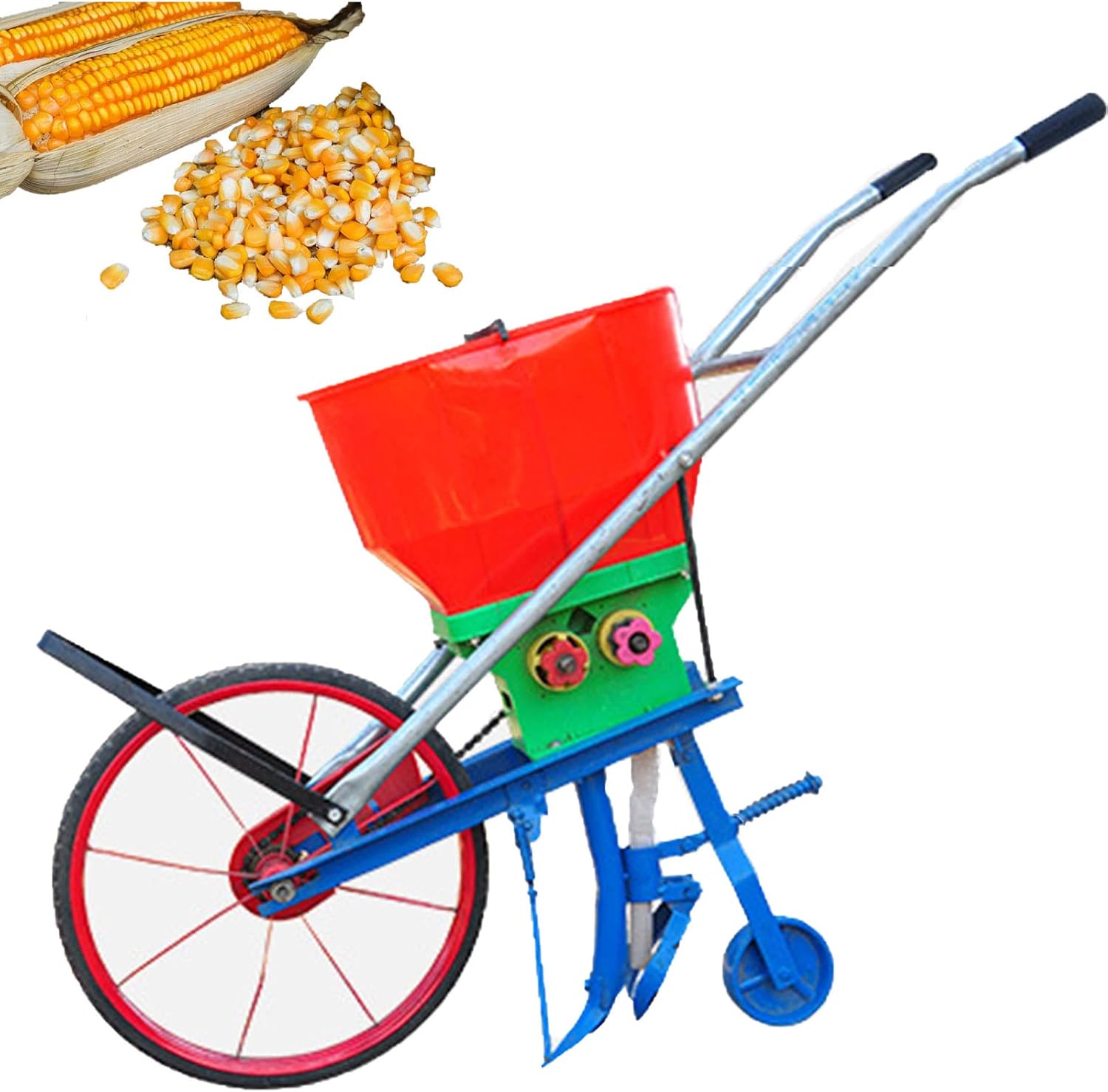 Garden Push Seeder Rustproof Broadcast Spreader Vegetable Metal Seeder for Corn Beans Cotton Peanut 2 in 1