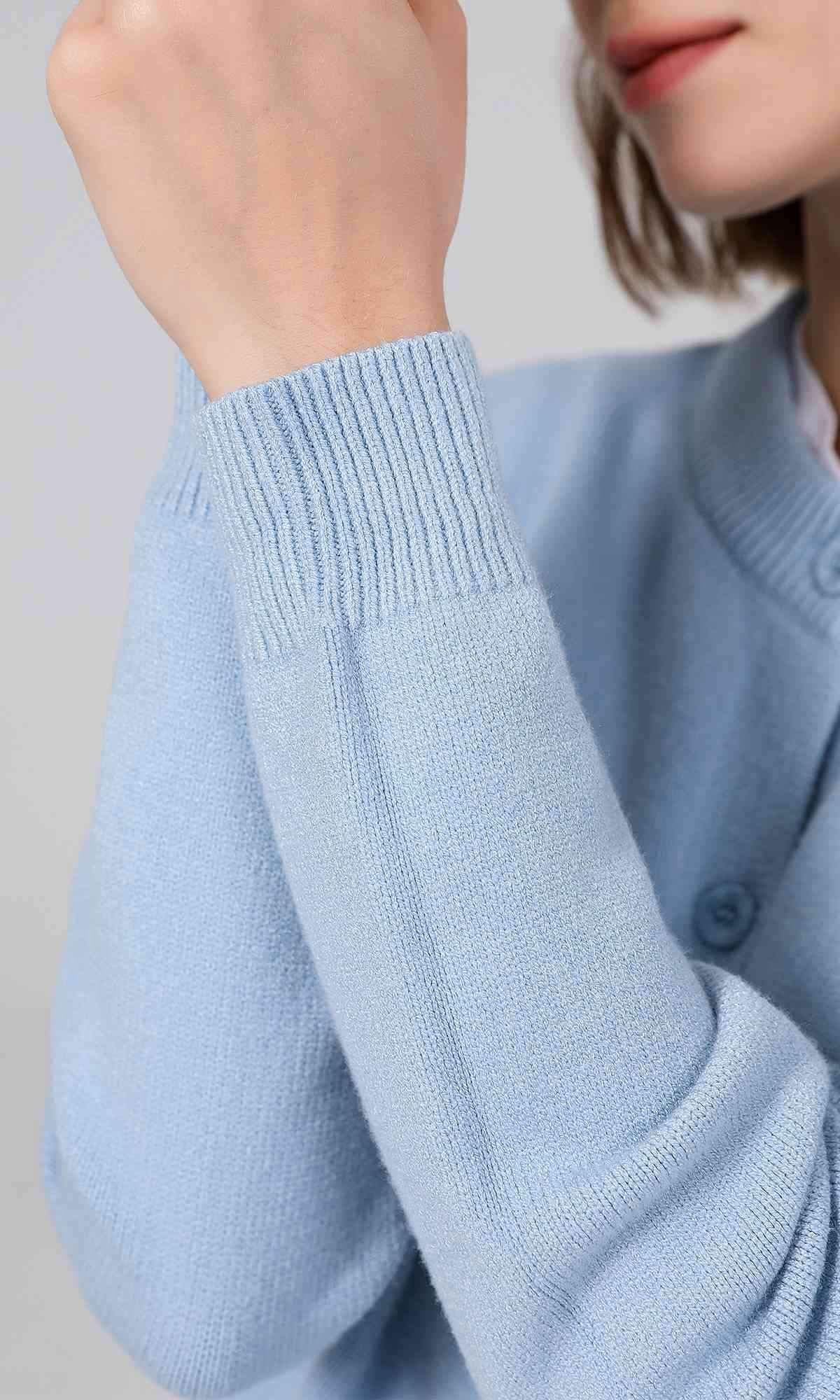 SMILING PINKER Cardigan boutonné à col Rond en Tricot côtelé avec Poches pour Femme