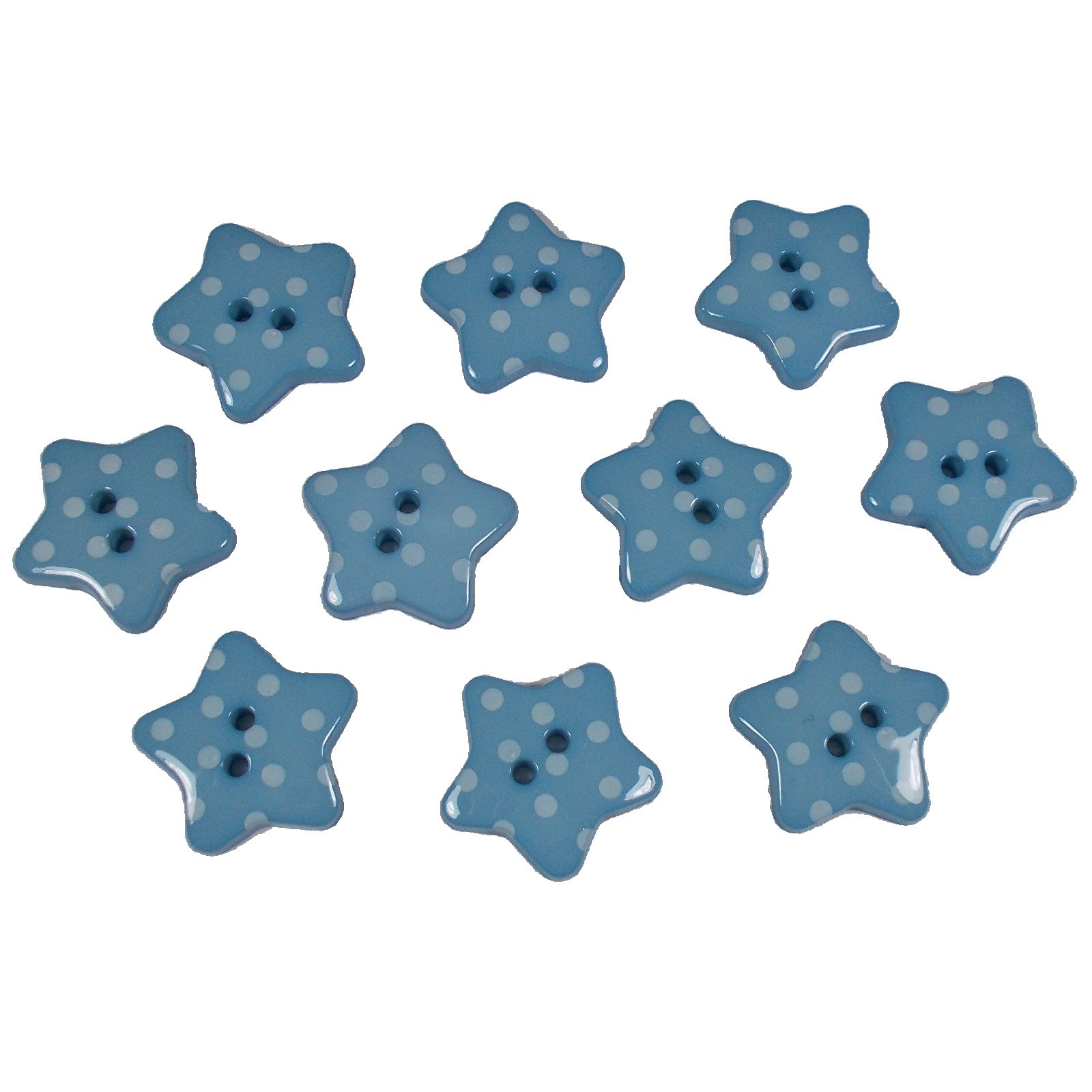 Push The Button Blue Polka Dot Spot Star Buttons 17Mm Wide (10, )