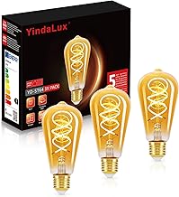 Light Bulb E27 LED Warm White 2200 K Filament Lamp Edison Vintage Light Bulb 4 W Energy Saving Lamp Retro Bulb Decoration for Home Cafe Bar 3 ST64 Not Dimmable