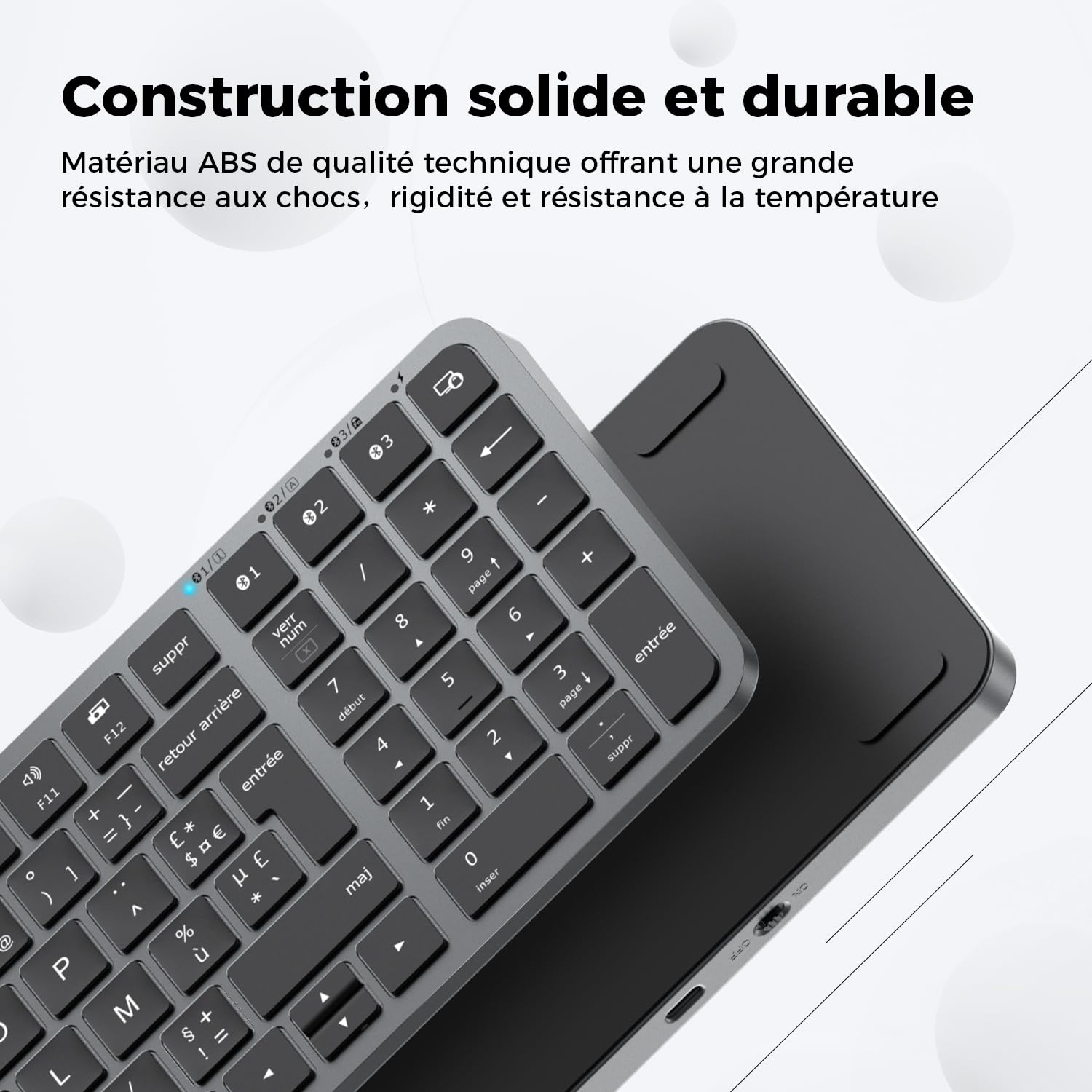 iClever Clavier Bluetooth, Clavier sans Fil, Gris