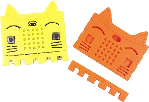 Paquete de 2 fundas protectoras de silicona para BBC Microbit V2 Desarrollo de bricolaje fácil de instalar, amarillo y naranja