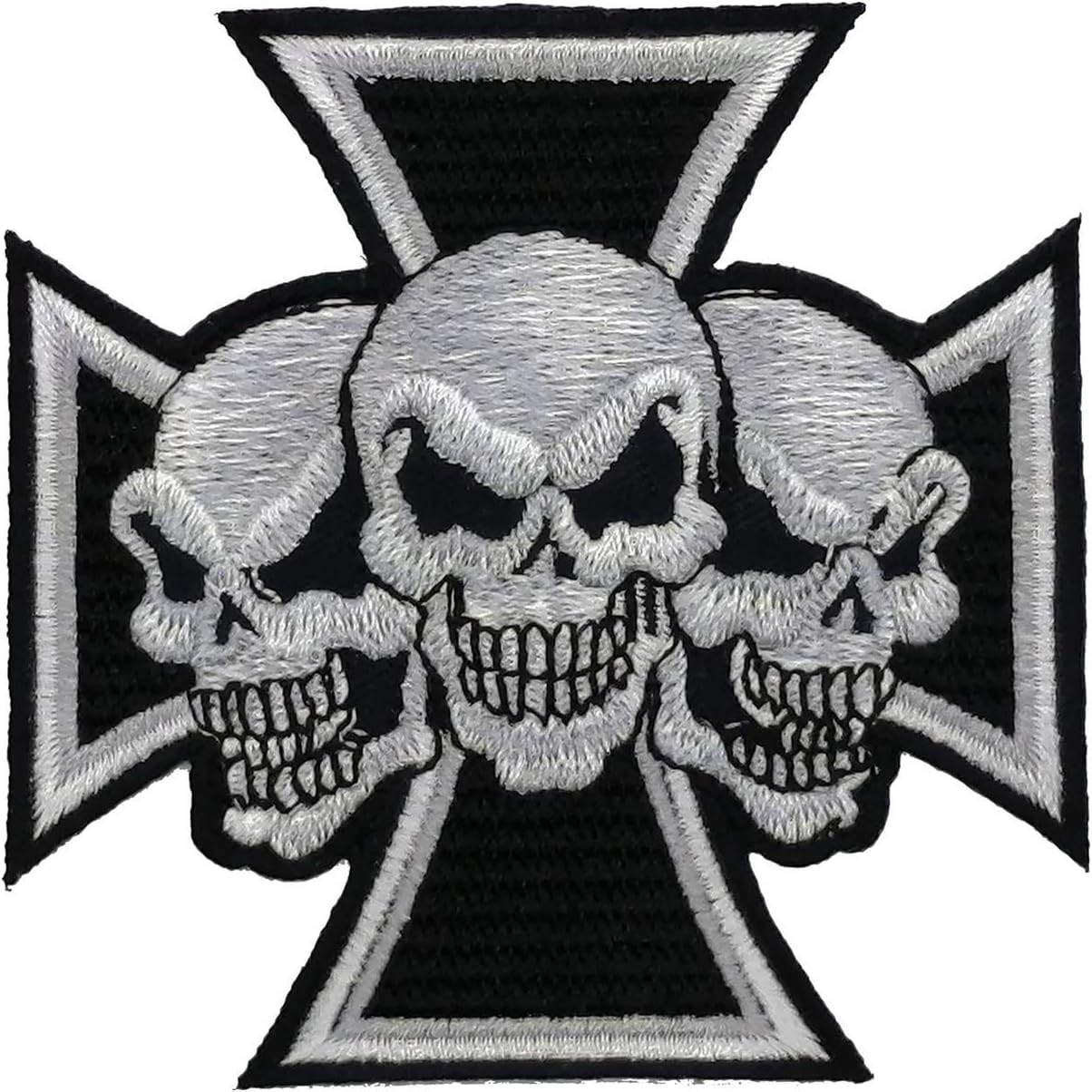 Lucky Patches, Embroidered, Applique, Iron-On Patch - Live Free Ride Free, Chopper, Skullhead, Tattoo, Biker, Iron Cross - 8,5 x 8,5 cm