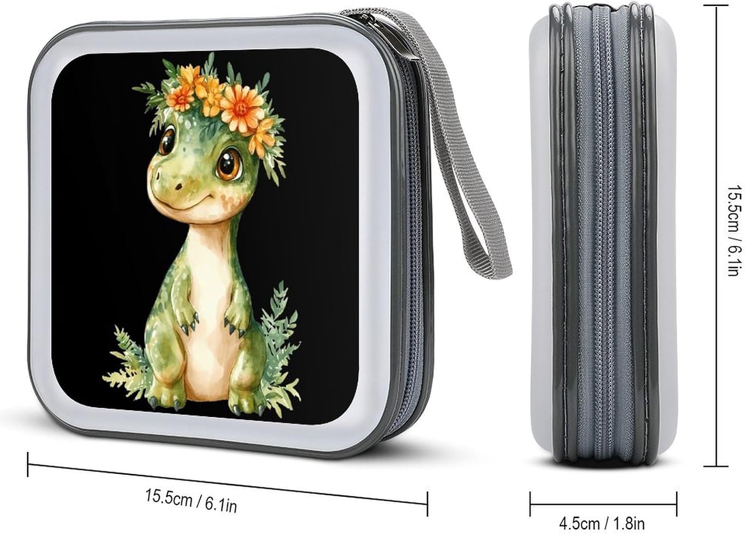Dinosaurs with Flower Protective CD Case Storage Rack 40 Capacity DVD Holder Organizer Car Travel