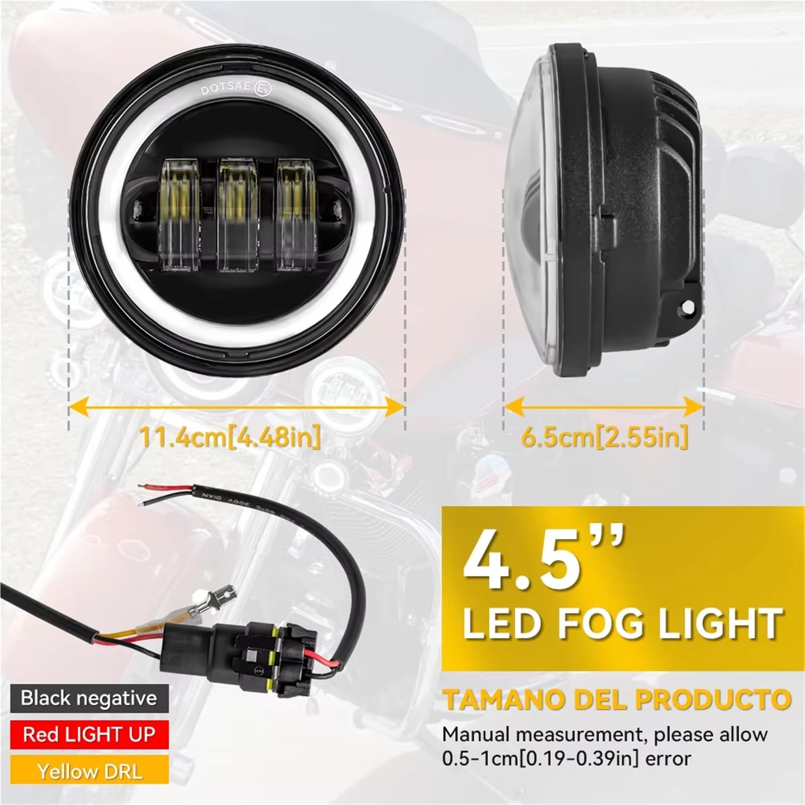 para Electra para Glide para Road para King para Classic para Road/Faro LED De 7 Pulgadas + Luces Antiniebla 4,5 Anillo Montaje Soporte 7" Moto Faros Auxiliares