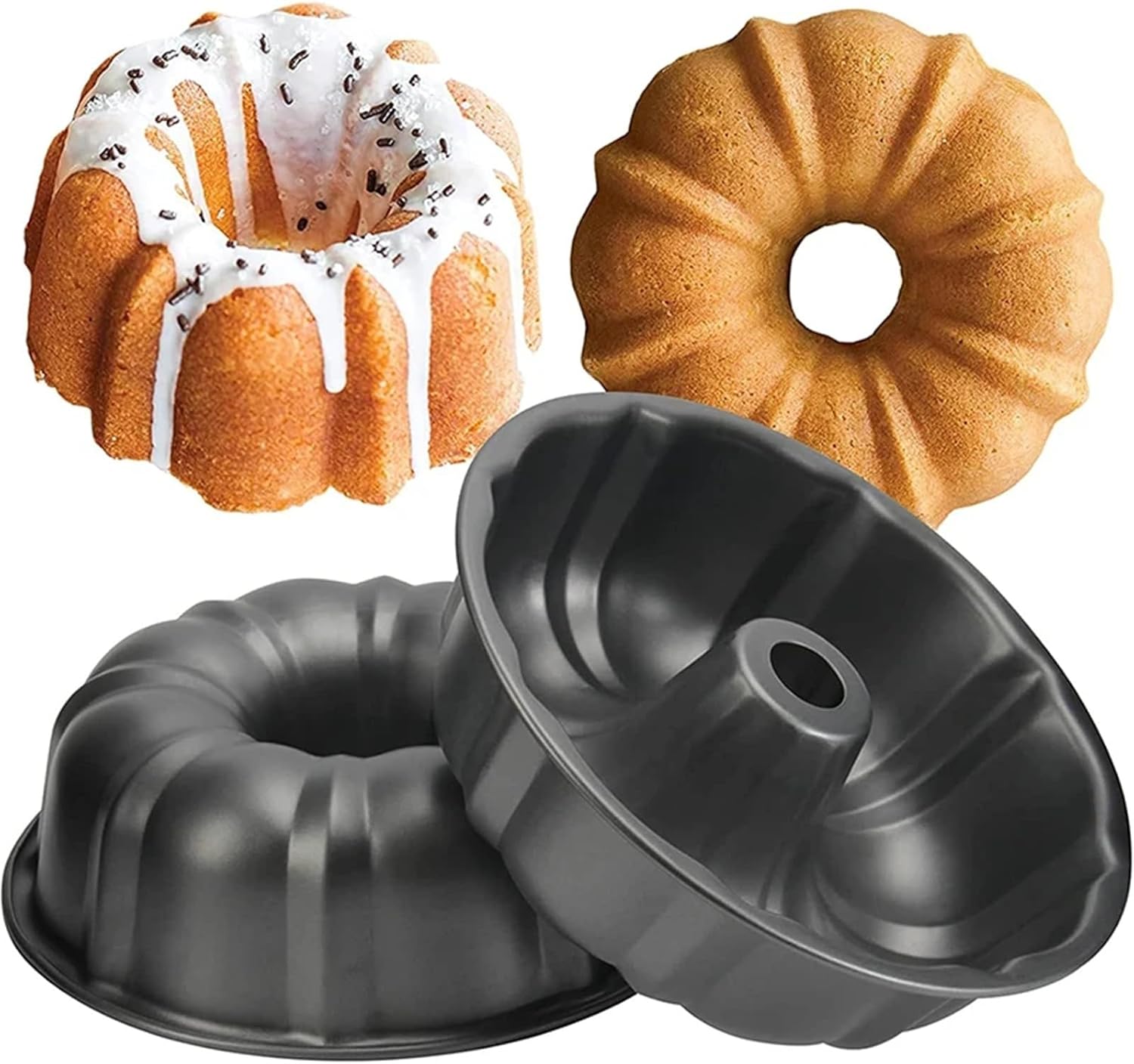 Premium Fluted Tube Cake Pan Heavy Duty Carbon Steel Baking Mold for Bundt Cakes Brownies & More(Large)