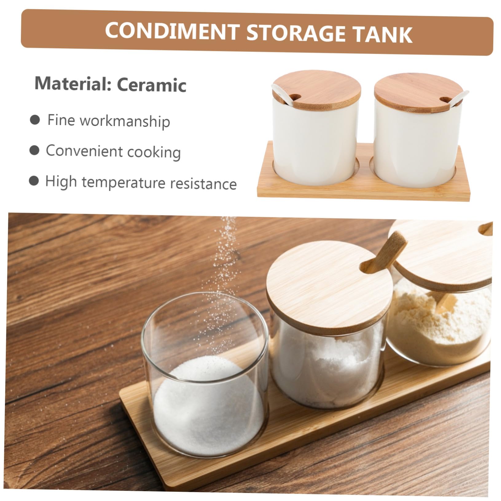 Set Barattolo per Spezie Chiusura Ermetica in Ceramica Bianco Facile da Pulire per Cucina e Ristorante