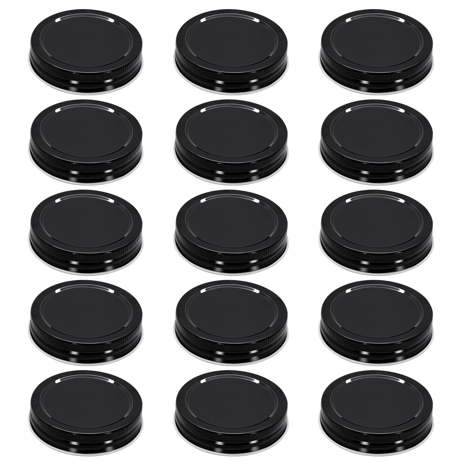 Black 15pcs Mason Jar Lids, 70mm/2.76" Regular Mouth Plate Caps Leak Proof for Canning Jars Premium Tinplate Material Excellent Sealing