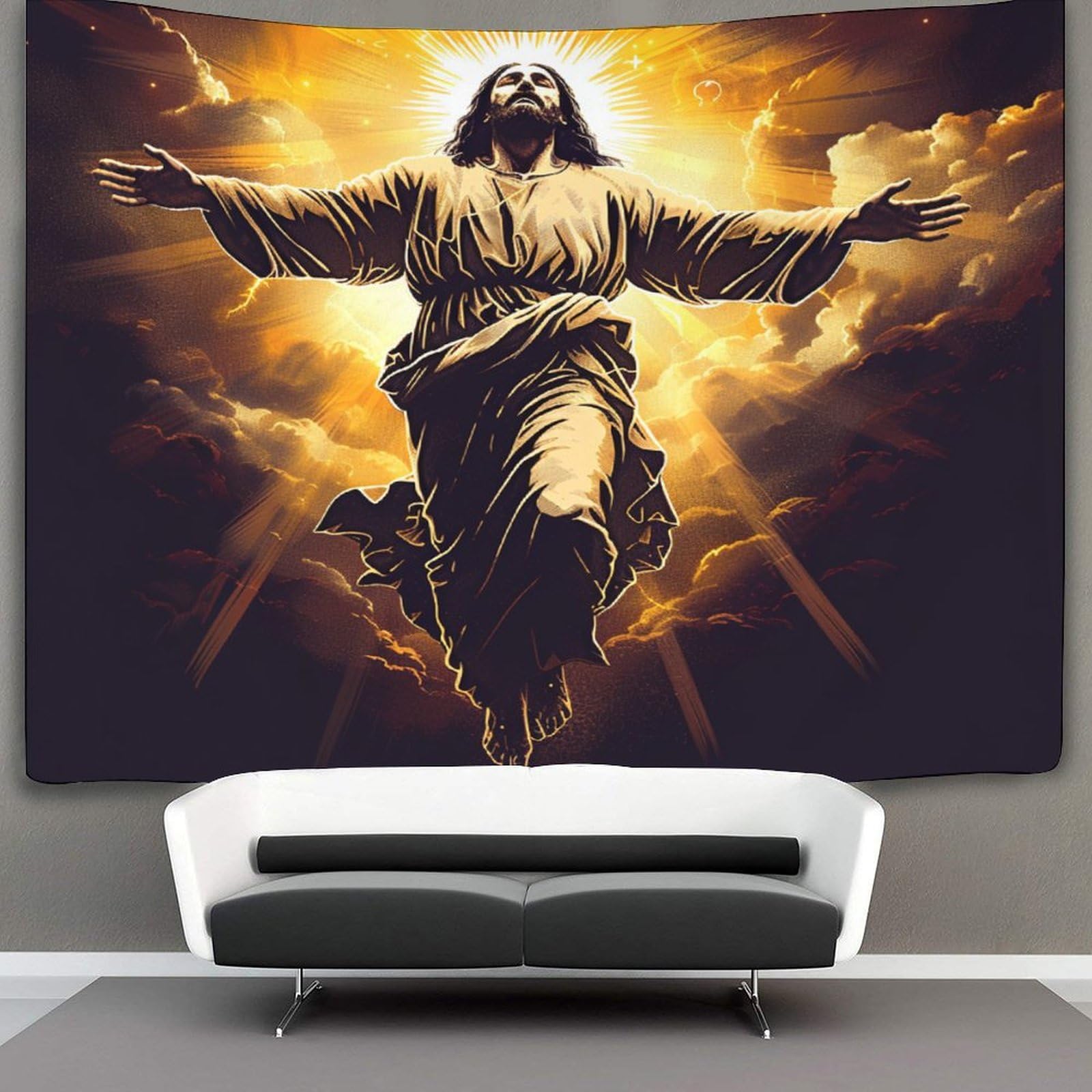 DHBANEIOK 3D Jesus Print Wall Blanket Home Decoration Bedding Poster Wall Art Tapestry Tapestries Wall Hanging Soft Polyester for Living Room Bedroom Dorm Decor 70cmx100cm