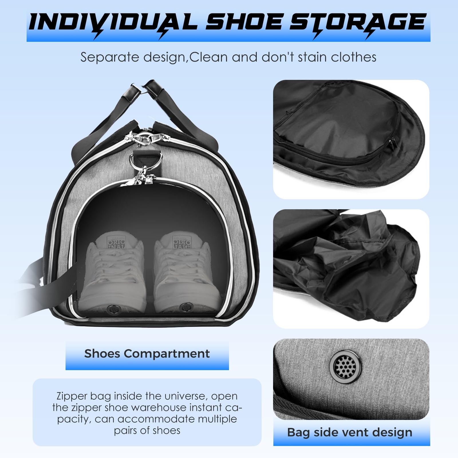 Towwoo Bolsa Portatrajes de Viaje 55 L, Grande Plegable Bolsa Impermeable con Compartimento para Zapatos Traje Ropa Vestidos, Macuto Viaje Bolsa Deporte para Fin de Semana Fitness Viaje