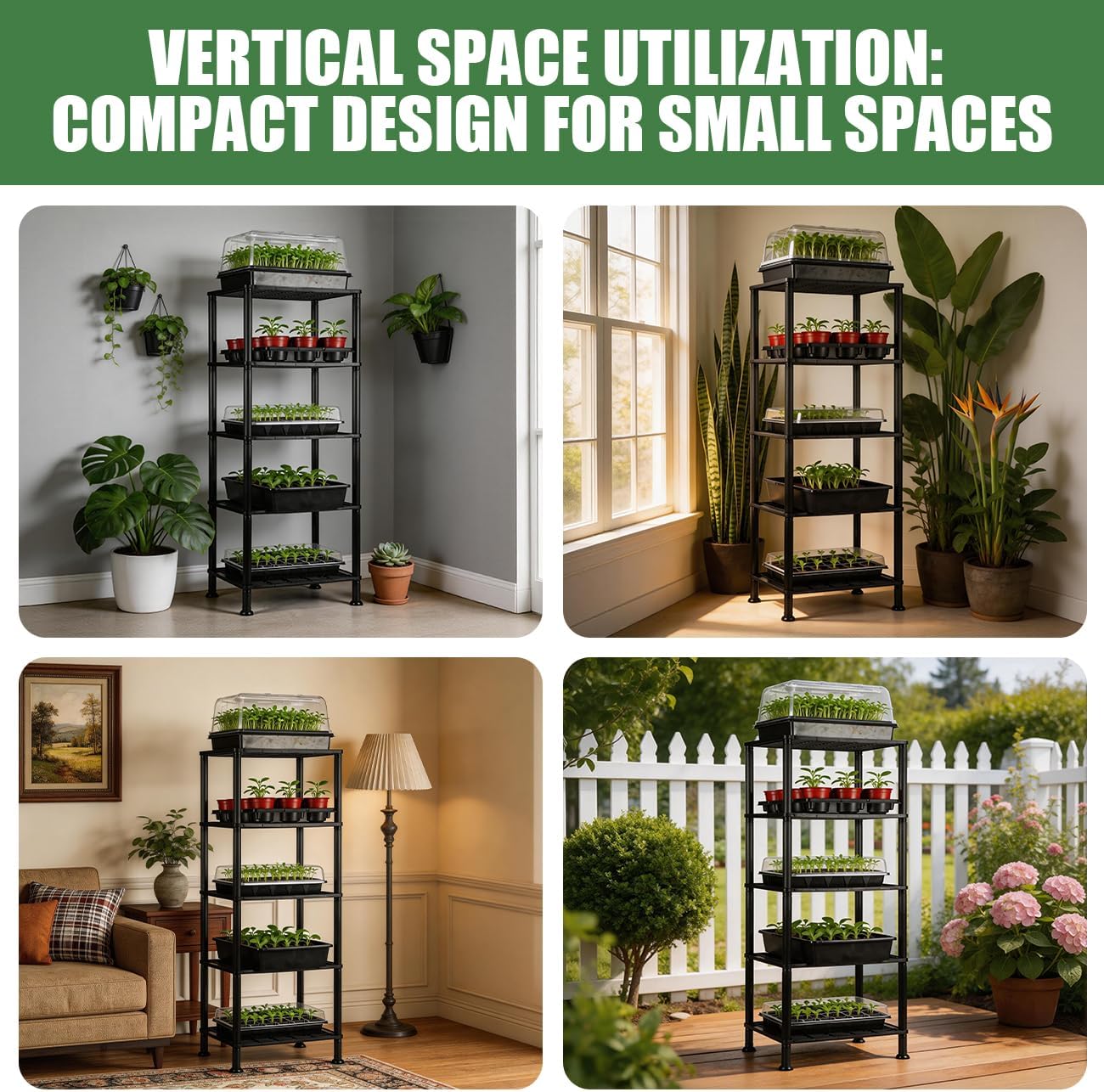 BTPLASTIK Plastic Plant Stand, Universal Plant Seedling Tray Organizer - with Ventilated Mesh, for Indoor/Outdoor Gardening, Durable Plant Pot Holder