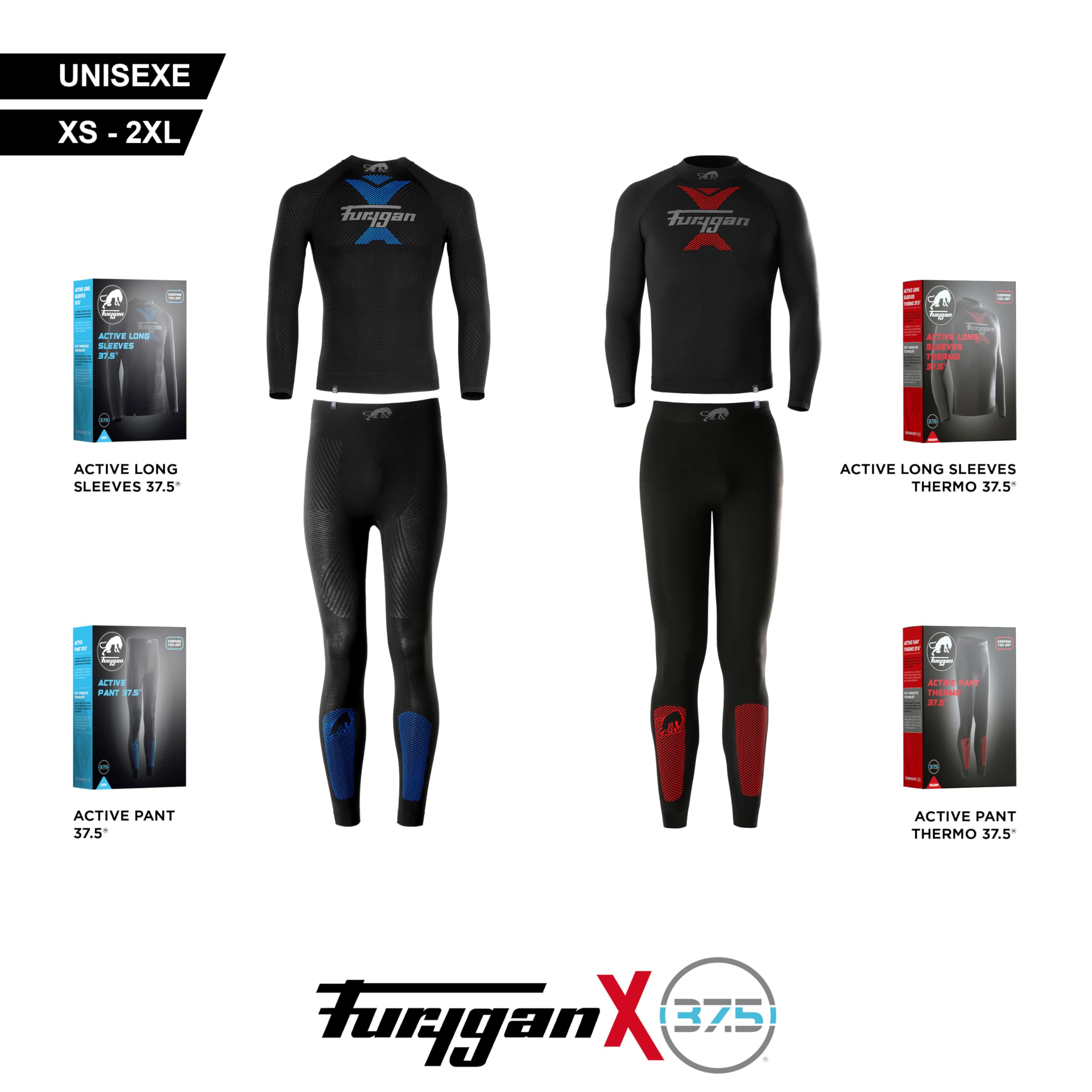 Furygan Active Long Sleeves Technisches Kleidungsstück mit 37.5® Thermoregulationstechnologie & Active Long Sleeves Thermo 37.5® - Technische Winterbekleidung - Nahtlose Atmungsaktivität und Wärme