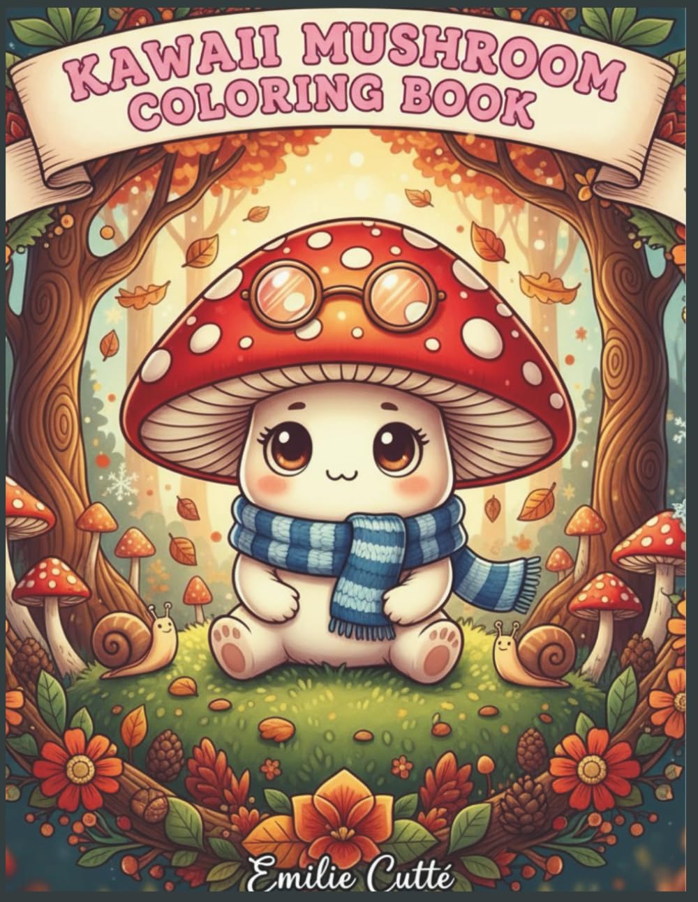 Kawaï mushroom coloring book