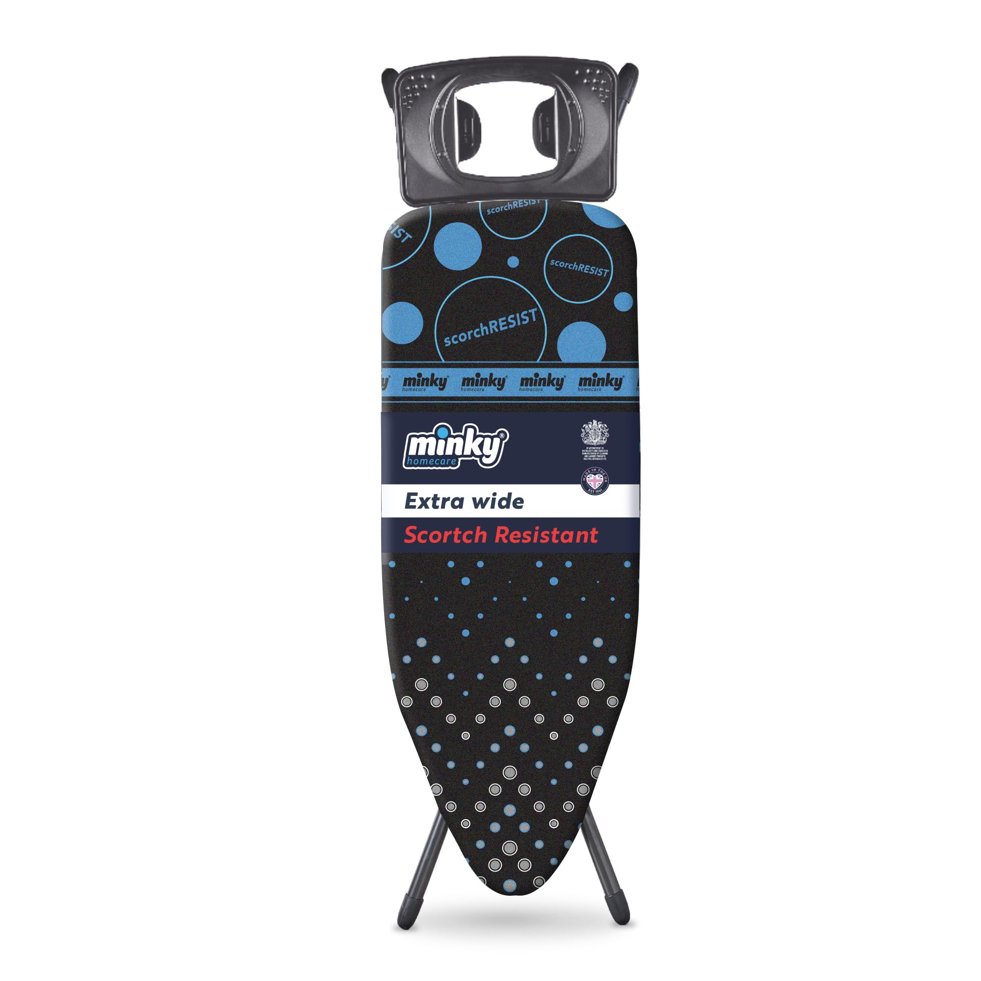 Minky Extra Wide Steam Gen 122 x 43cm Ironing Board, Up to 96cm, UK Made