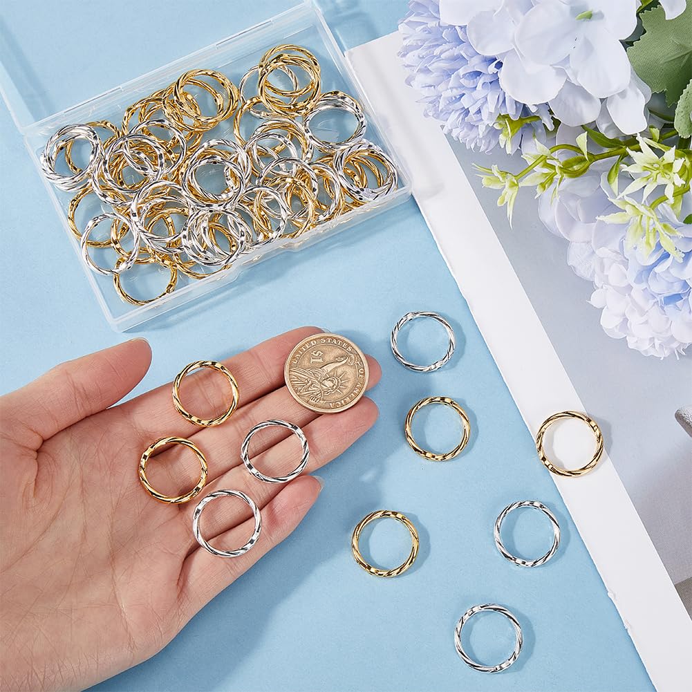 50Pcs Alloy Circle Bead Frame Two Hole Frame Spacer Beads Round Bead Frames