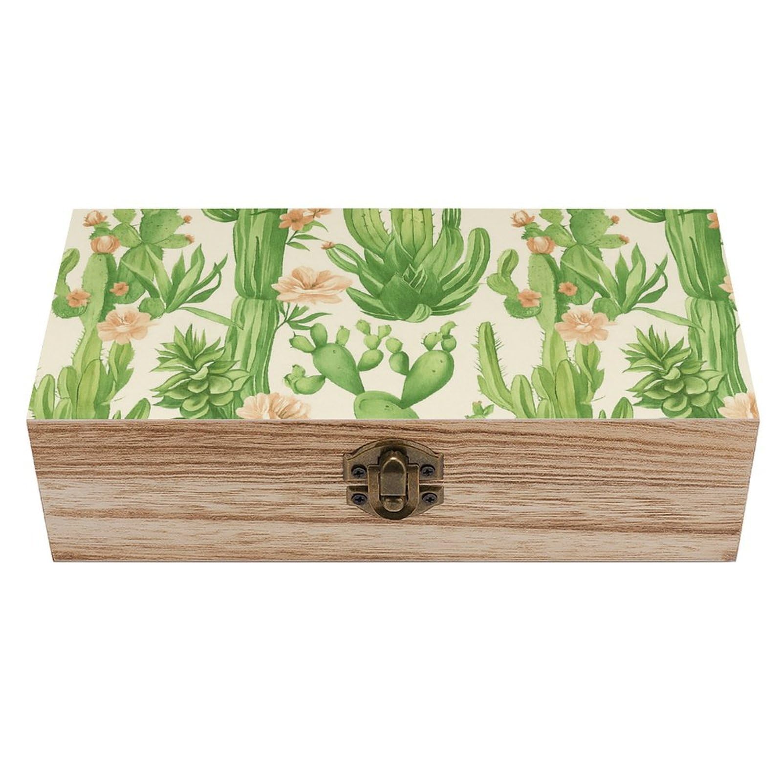 SMAZDFXX Cactus, Succulents And Floral Wooden Storage Box Multipurpose Decorative Box for Jewelry Photo Home Decor