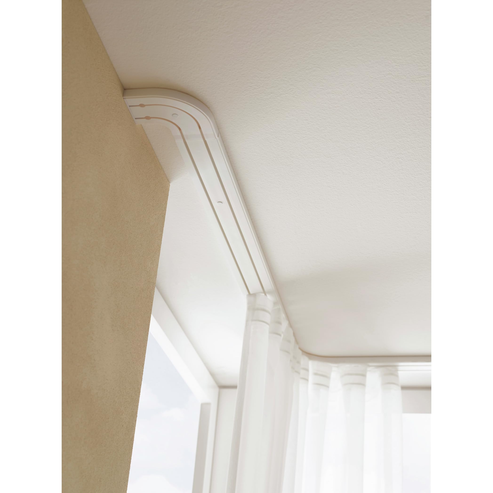 GARDINIA Binario per tende, forato per montaggio a soffitto, binario per tende a 2 binari, Slim Line, plastica, 210 cm, bianco