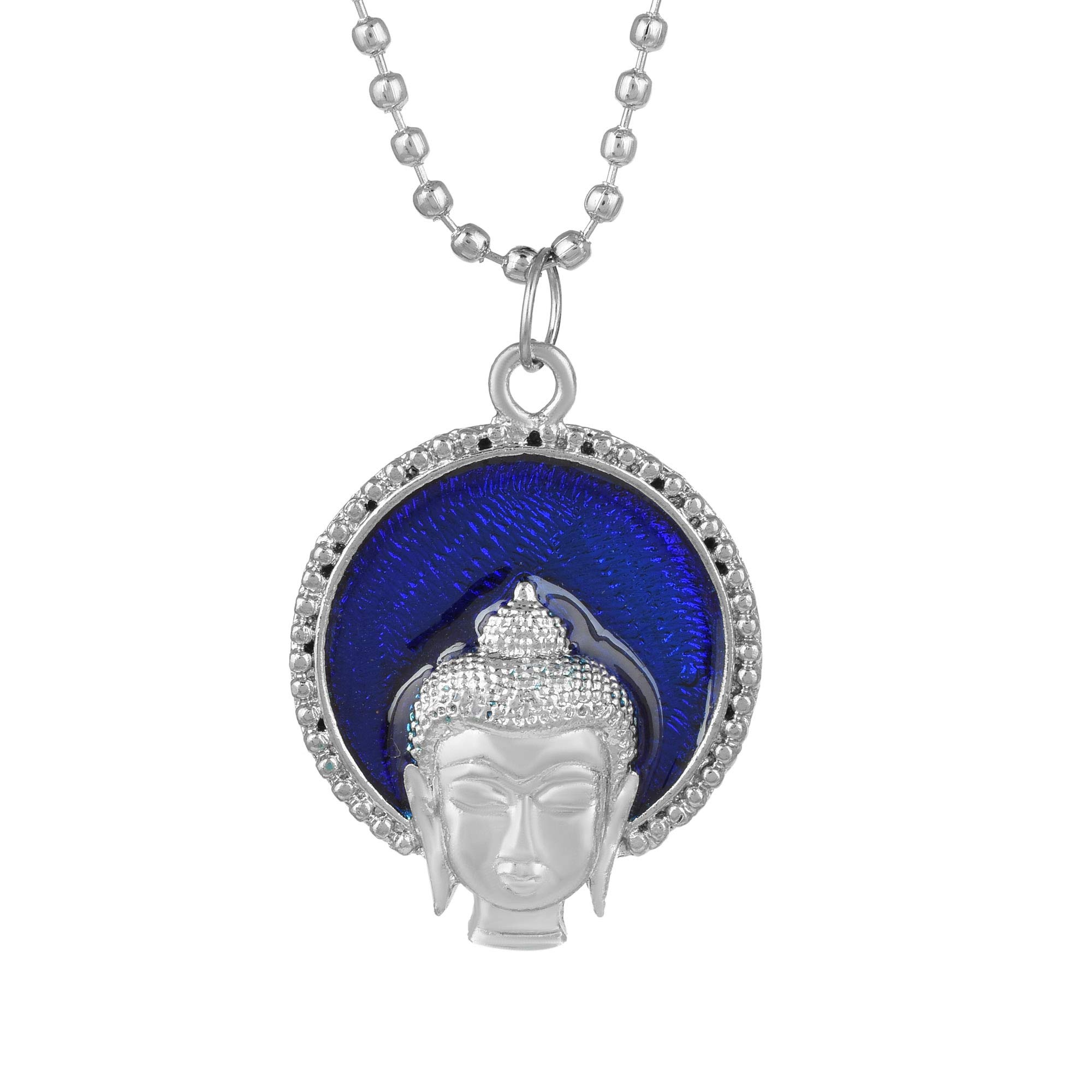 morir Silver Plated Brass Buddhism Buddha Pendant Amulet Necklace for Men Women